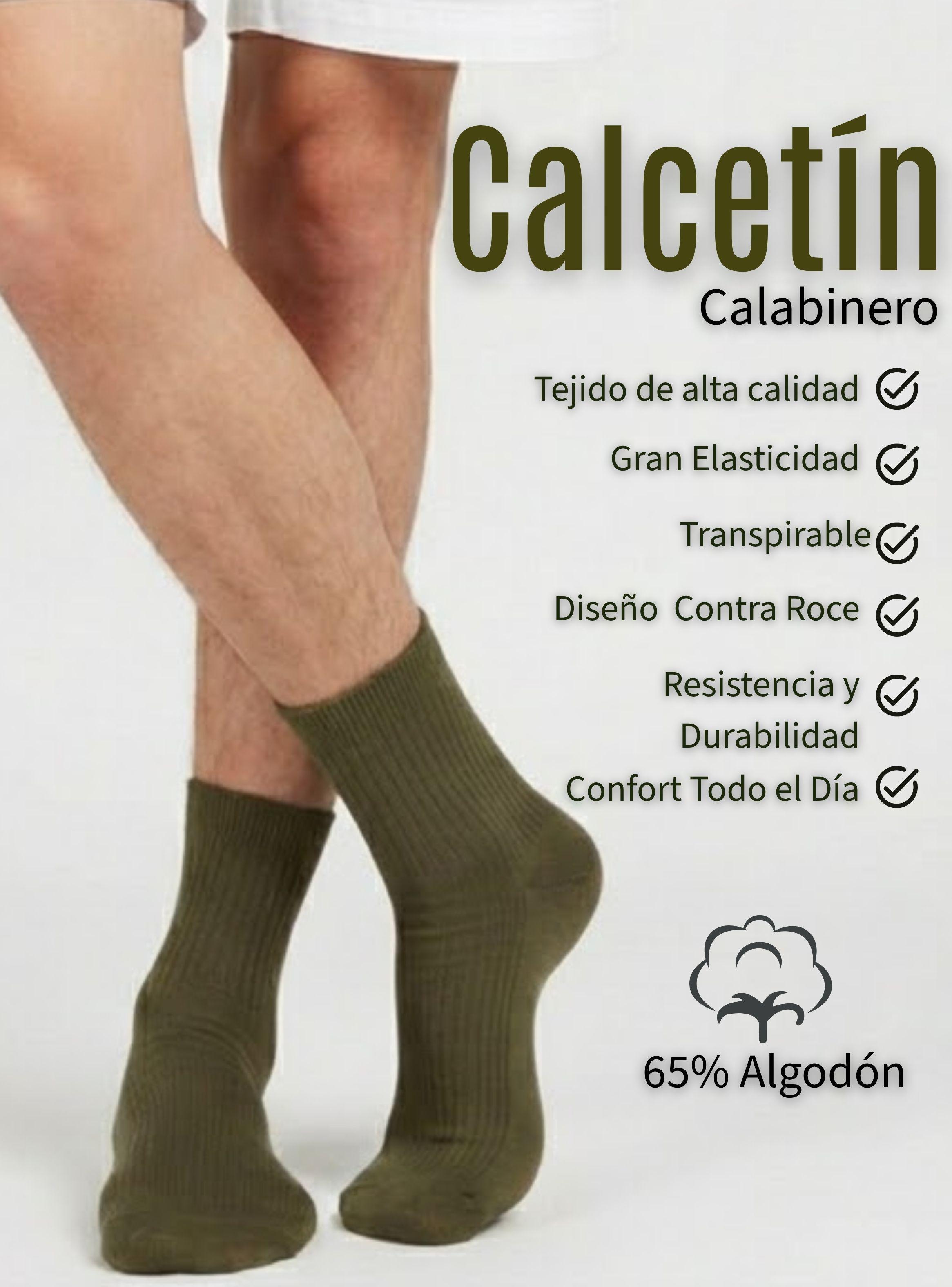 Pack 3 Pares Calcetines Carabineros Verde 65% Algodón Uniformado Transpirable-4