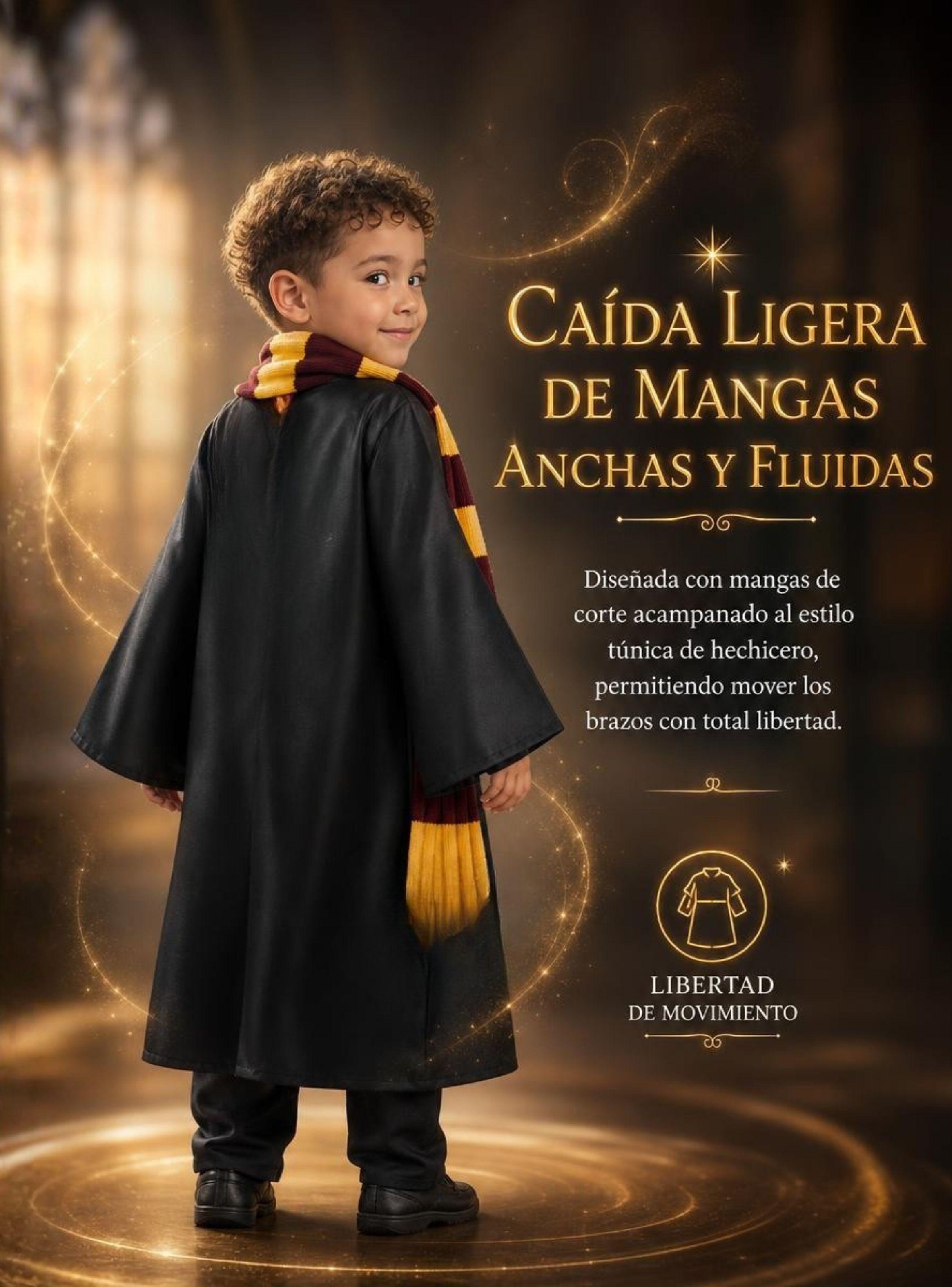 Disfraz Mago Con Capa Bufanda Corbata Varita Nino y Nina-6