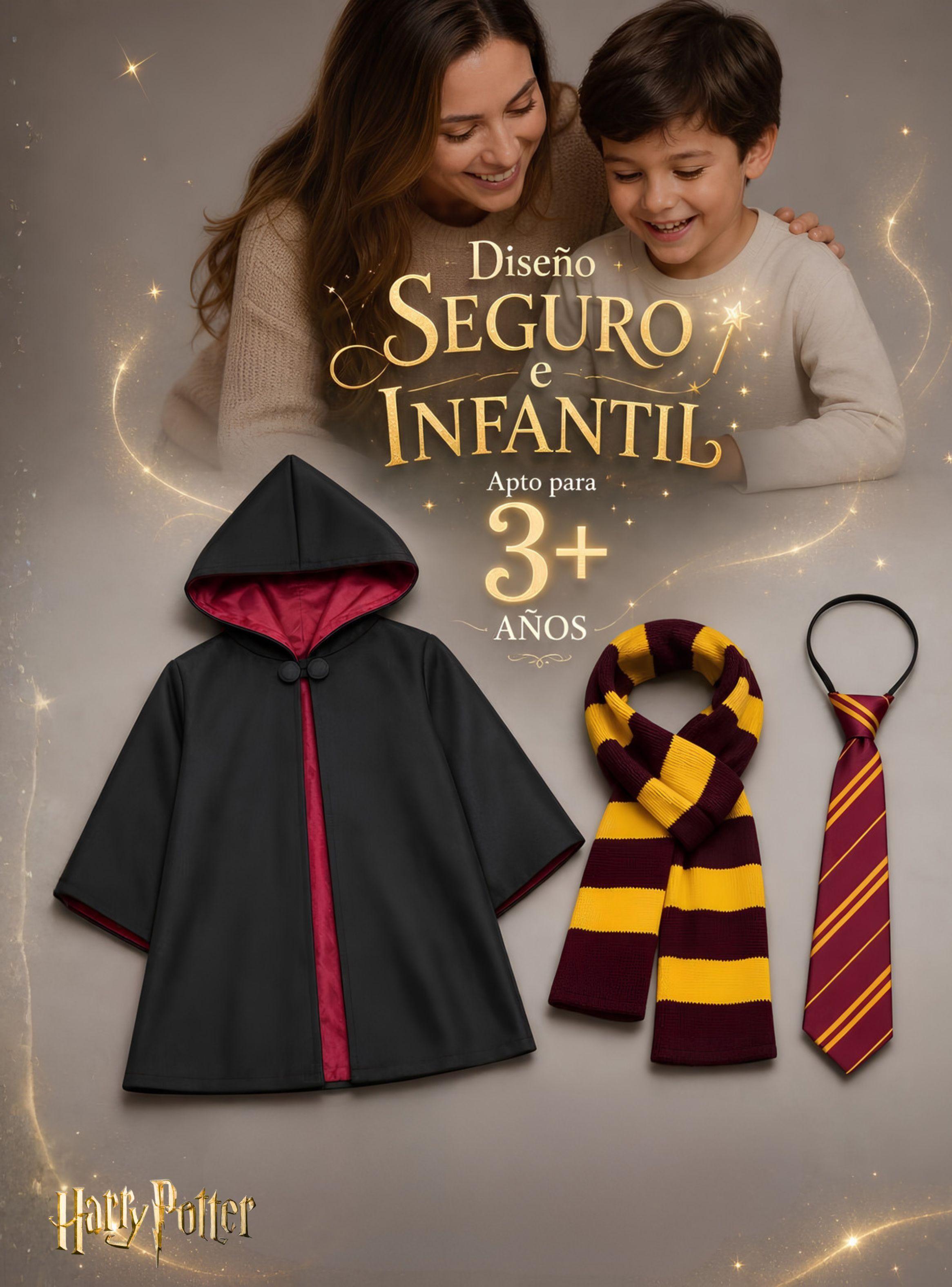 Disfraz Mago Con Capa Bufanda Corbata Varita Nino y Nina-7
