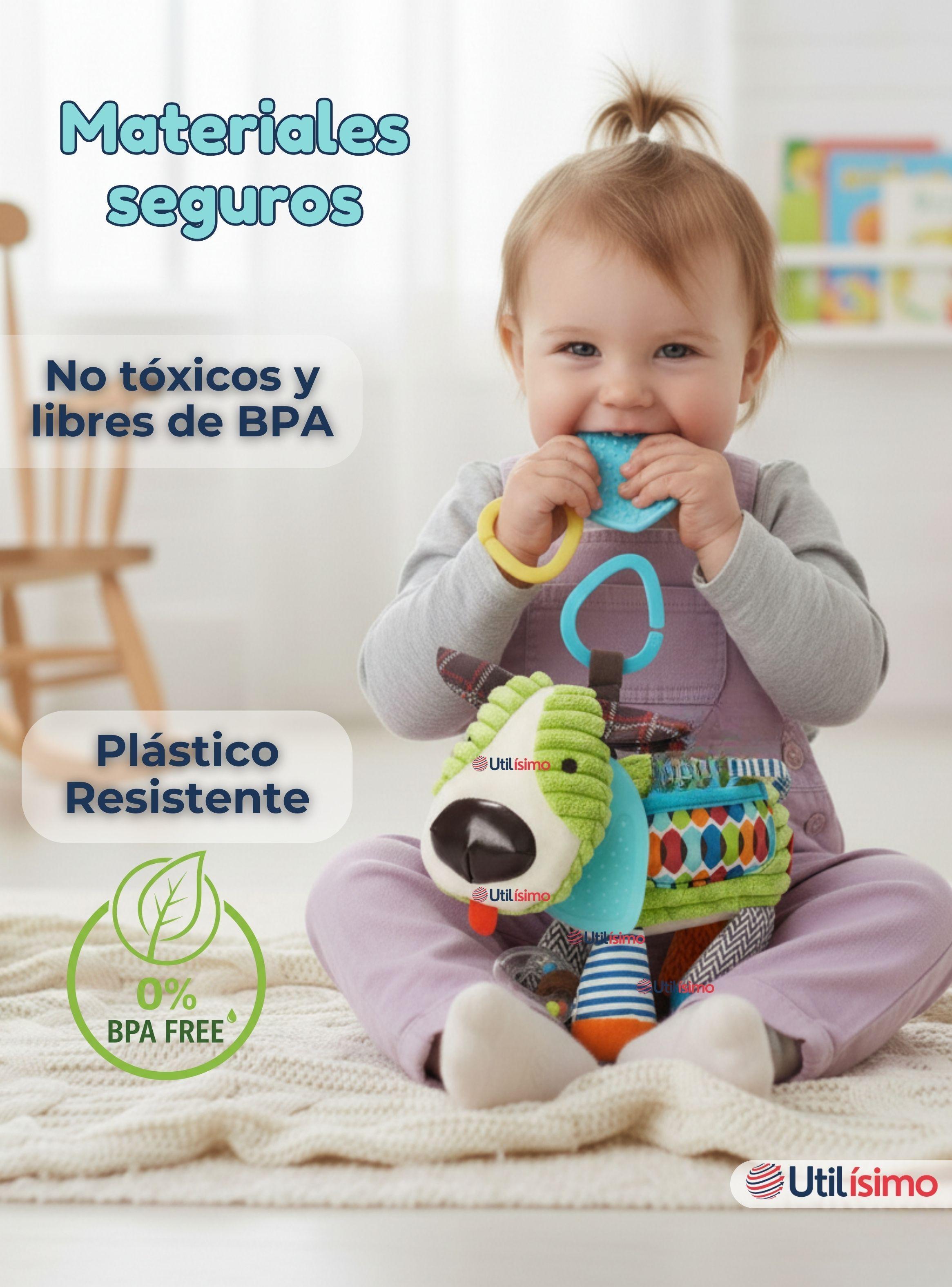 Juguete Peluche Animales Sensorial Con Mordedor Sonajero Diseño Perrito para Niña y Niño-2