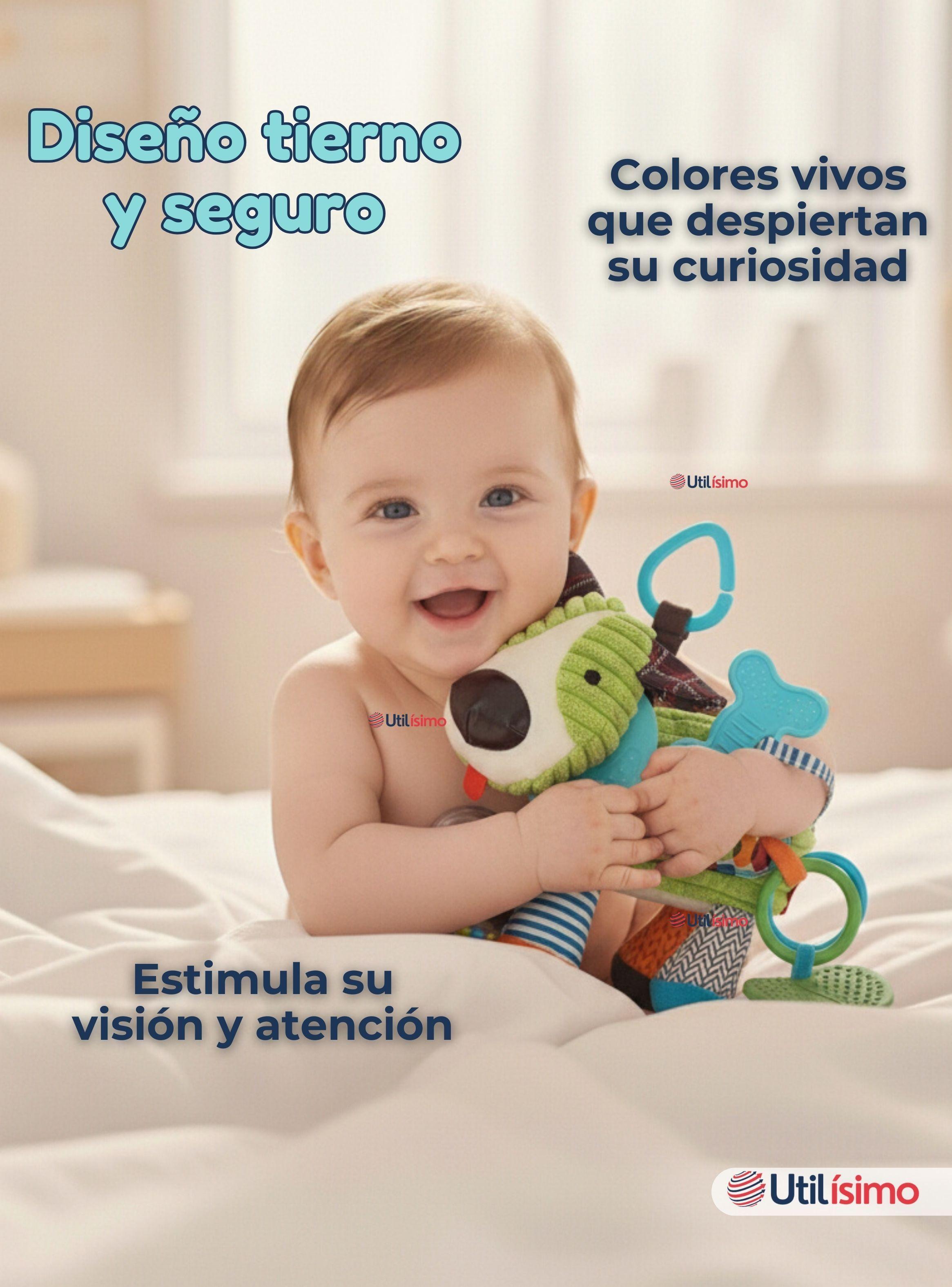 Juguete Peluche Animales Sensorial Con Mordedor Sonajero Diseño Perrito para Niña y Niño-5