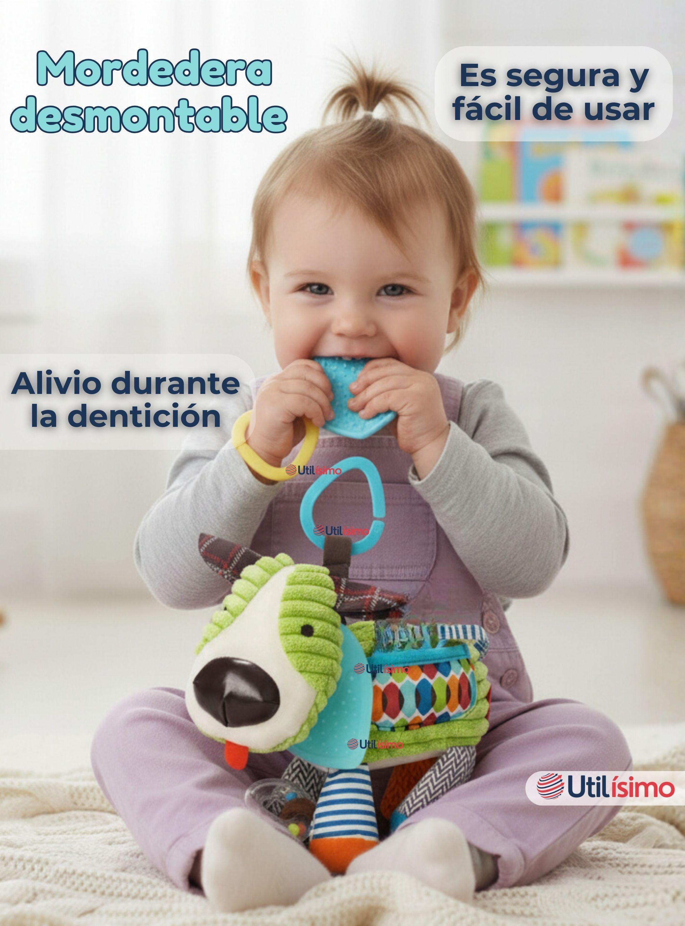 Juguete Peluche Animales Sensorial Con Mordedor Sonajero Diseño Perrito para Niña y Niño-7