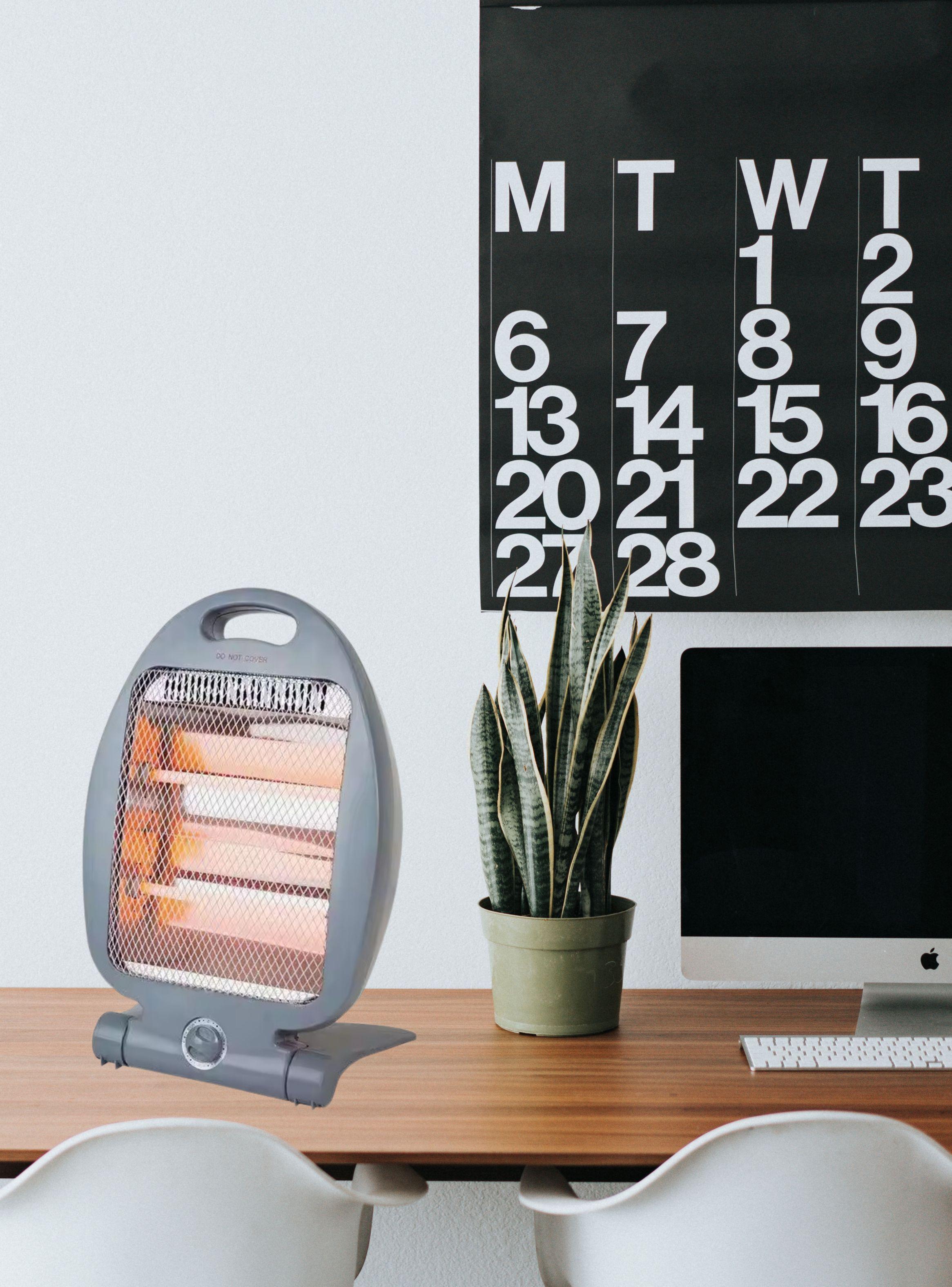 Calefactor Estufa Halógeno 800w Bajo Consumo Oficina Gris-2