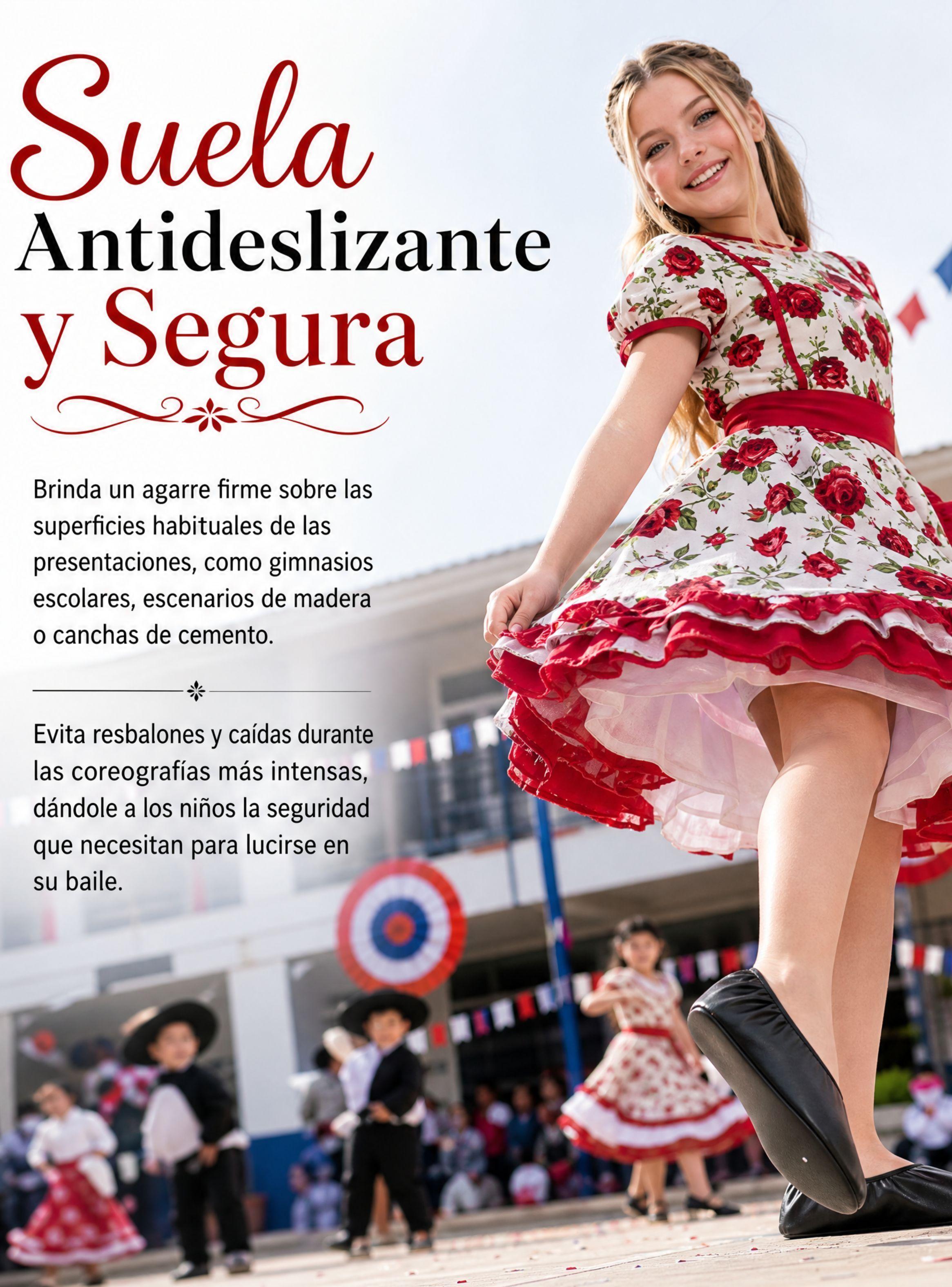 1 Par Zapatillas Chicle Negras Juvenil Bailes Danza Fiestas Patrias Tallas 36 37 38 39 40 41-7