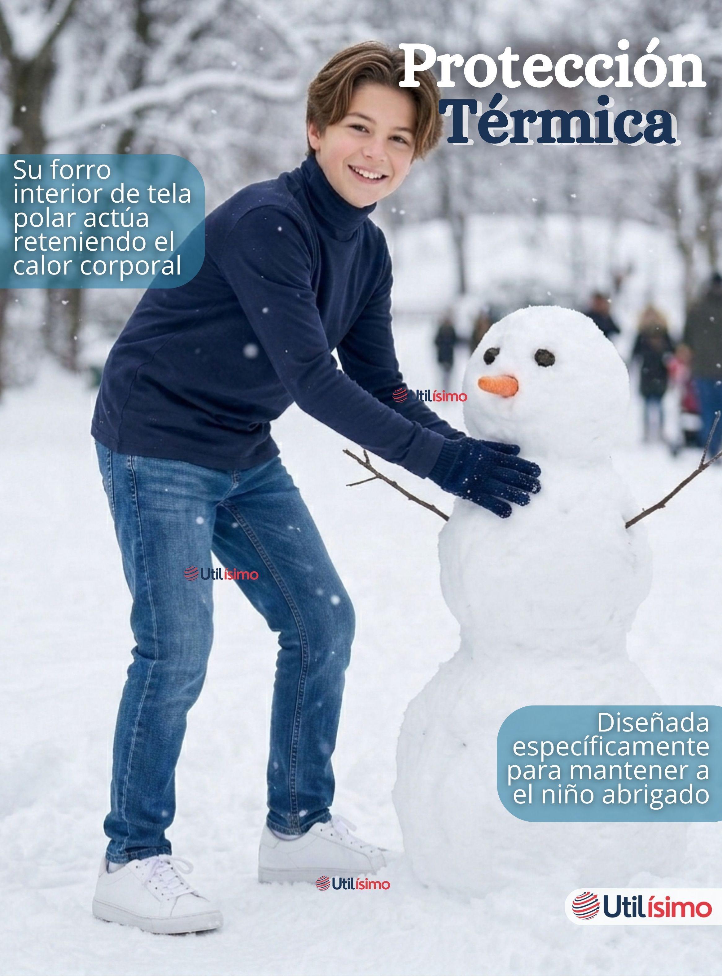 Pack 3 Poleras Camisetas Polar Azul Oscuro Primera Capa Beatle Manga Larga Niños-5