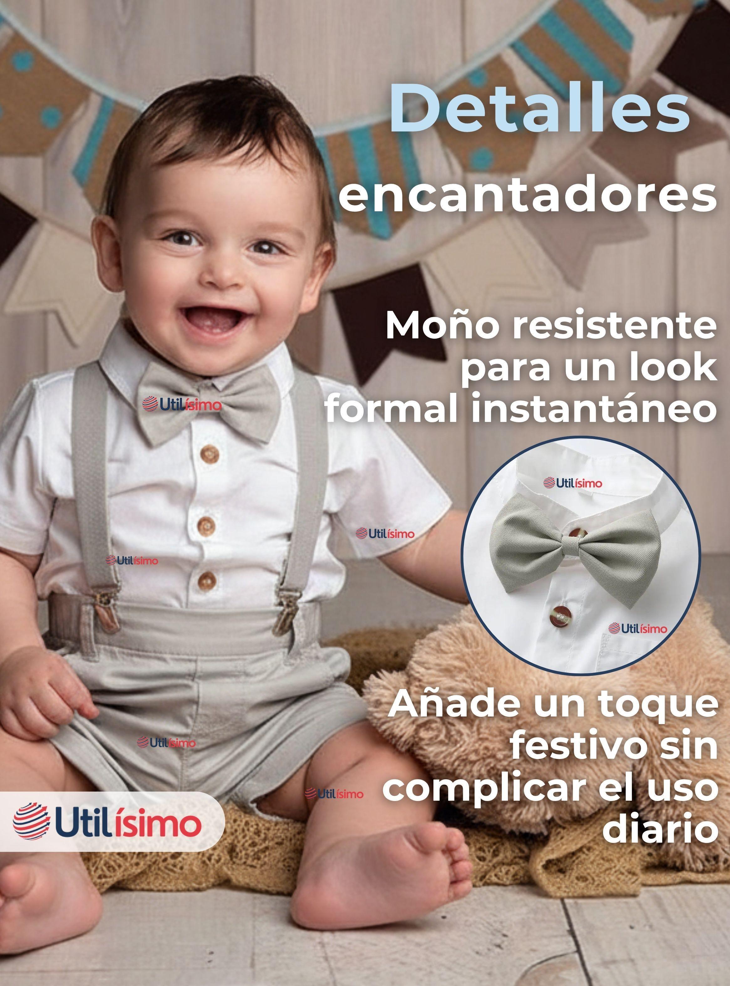 Conjunto De Vestir Con Tirantes Camisa y Pantalón Corto Algodón Bebé Gris-7