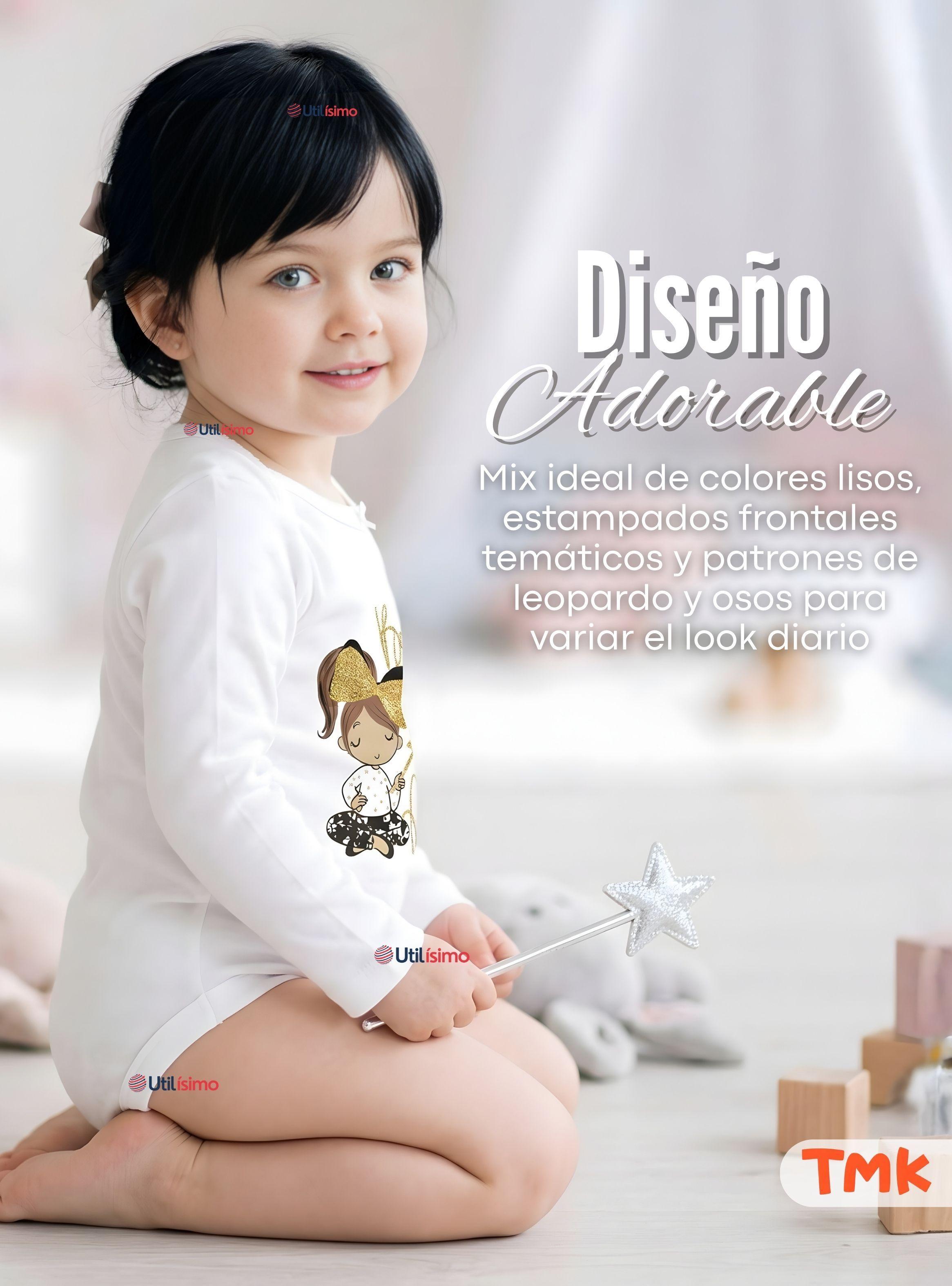 Pack 5 Bodys Manga Larga 100% Algodón Bebé Niñas Golden Magic-2