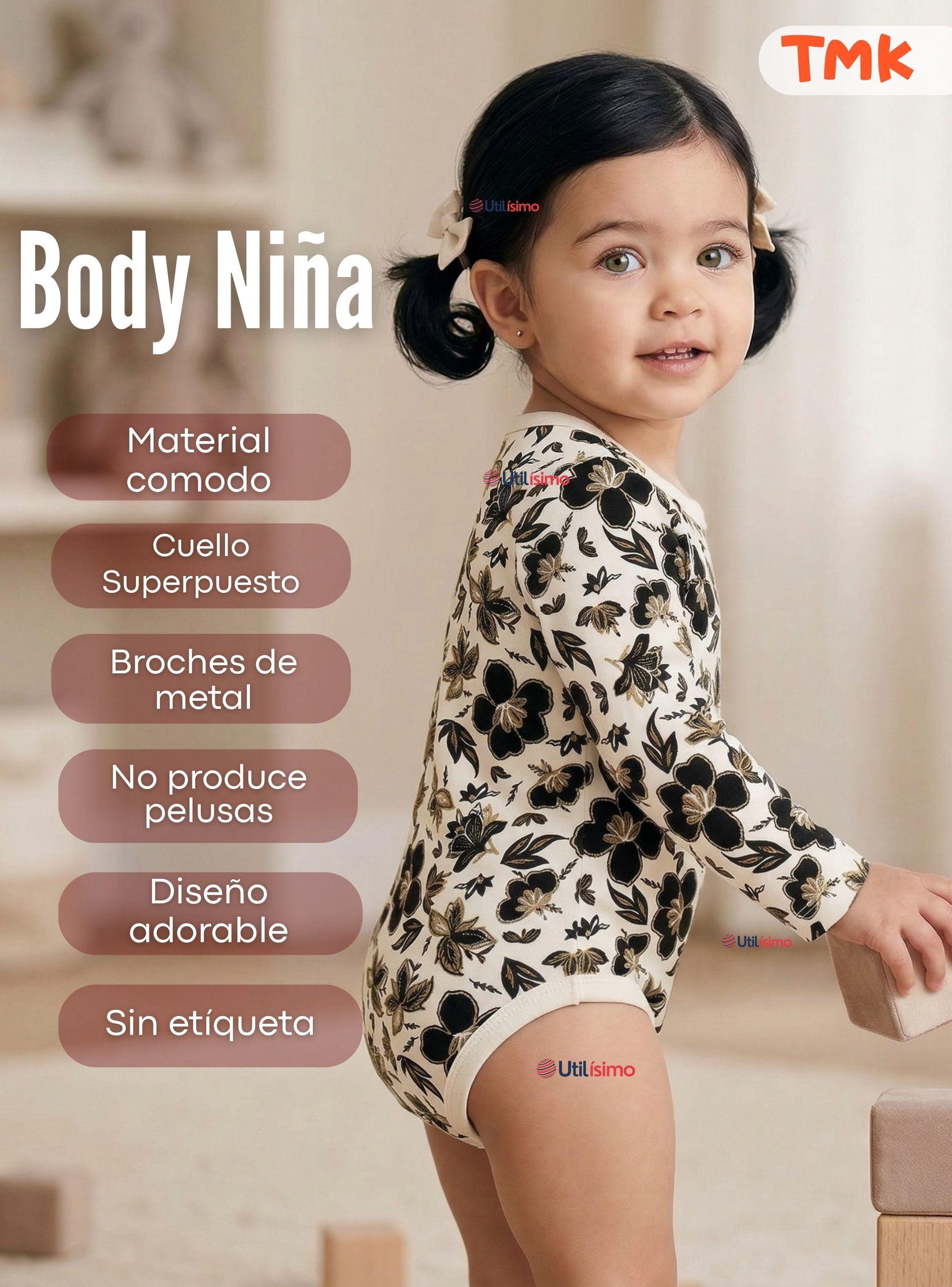 Pack 5 Bodys Manga Larga 100% Algodón Bebé Niñas Golden Magic-3