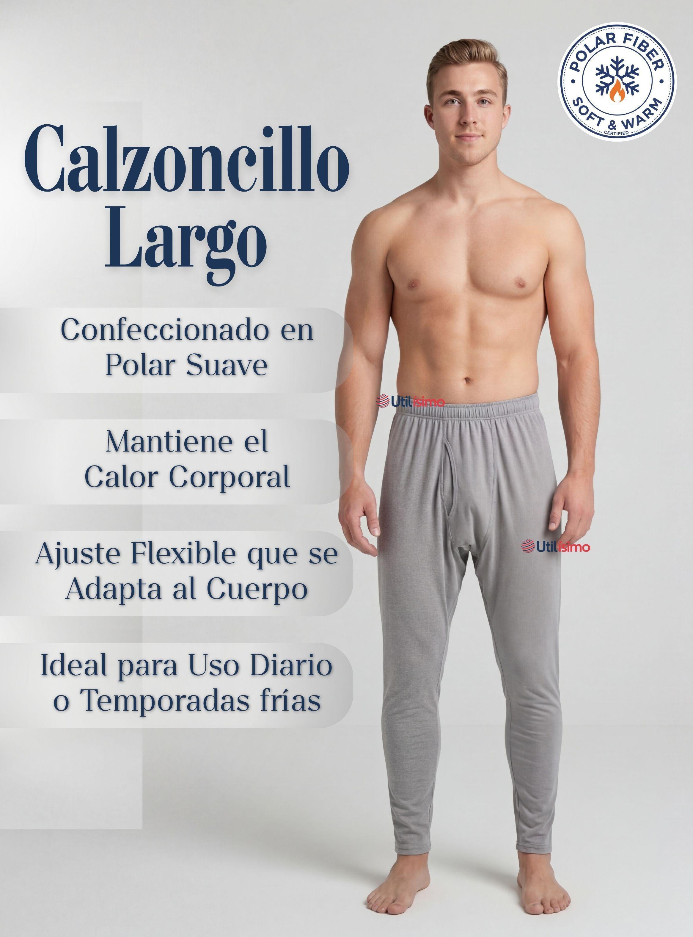 Pack 3 Calzoncillos Largos Polar Calza para Hombre Invierno Primera Capa-4
