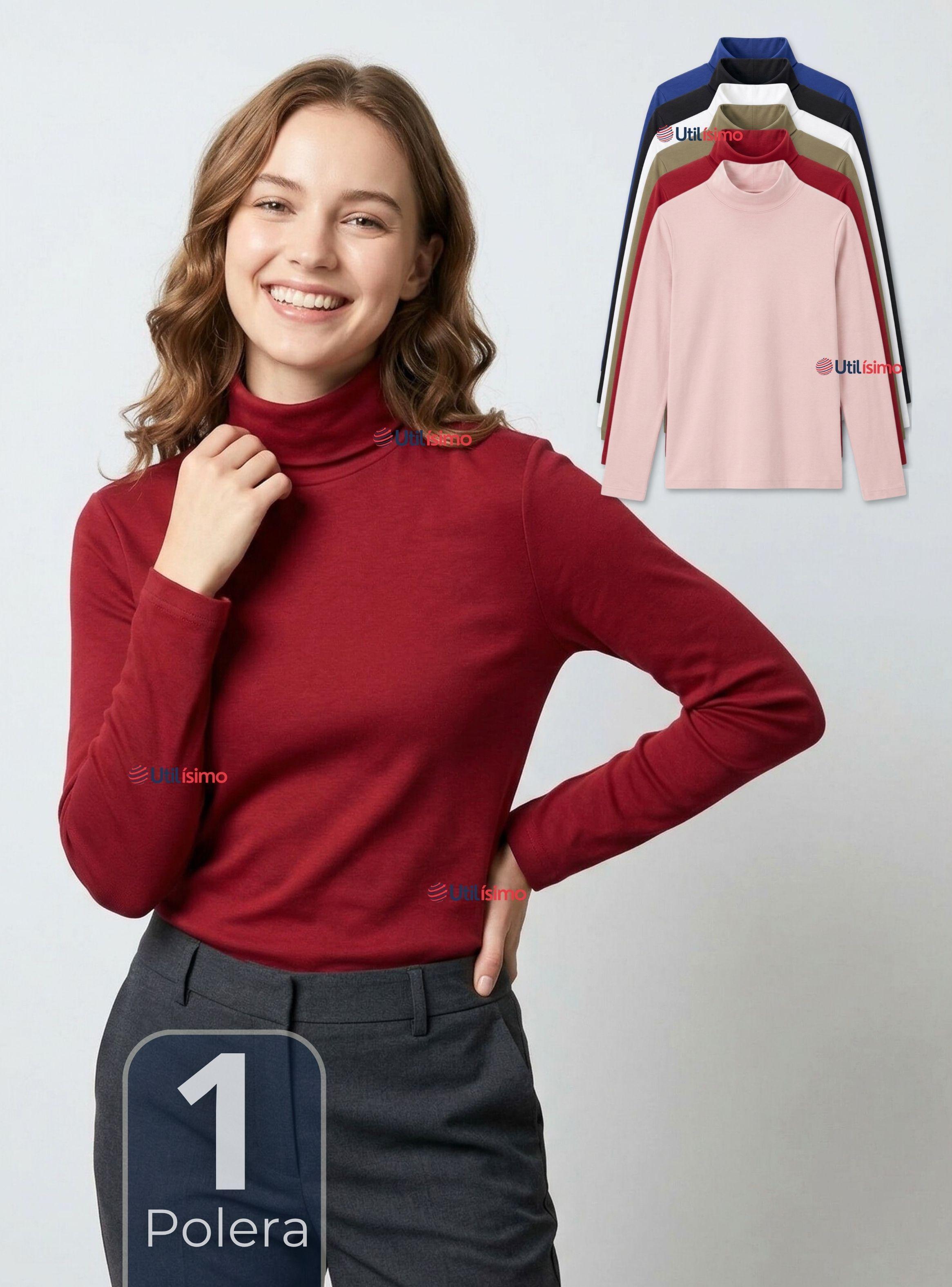 Camiseta Polera Bambú Primera Capa Cuello Beatle Manga Larga Color Surtidos Mujer-0