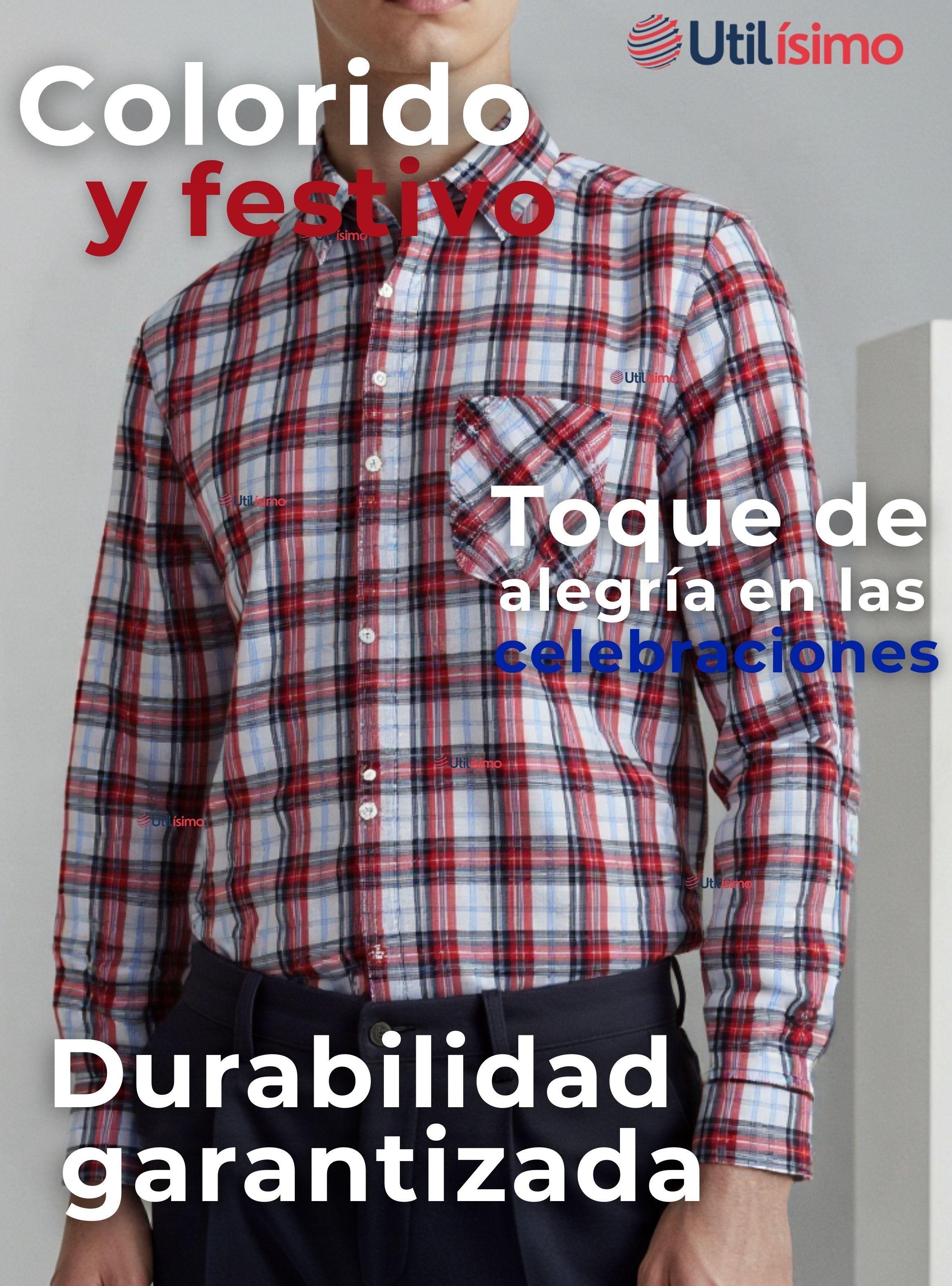 Camisa Huaso Cuadrillé  Manga Larga 100% Algodón Cuadros Azul y Blanco -4