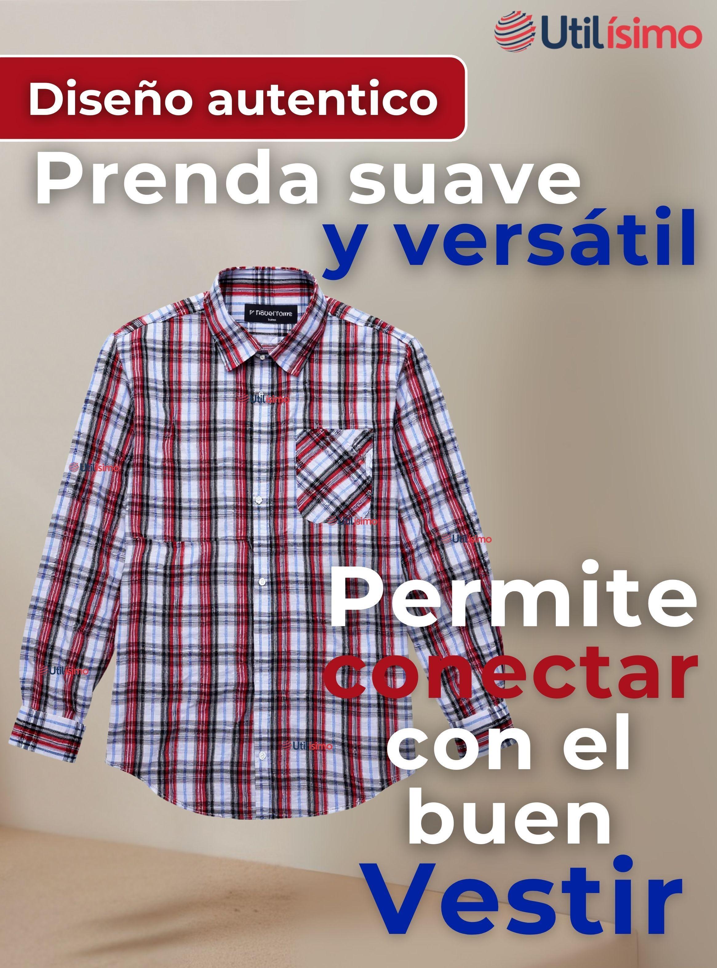 Camisa Huaso Cuadrillé  Manga Larga 100% Algodón Cuadros Azul y Blanco -5