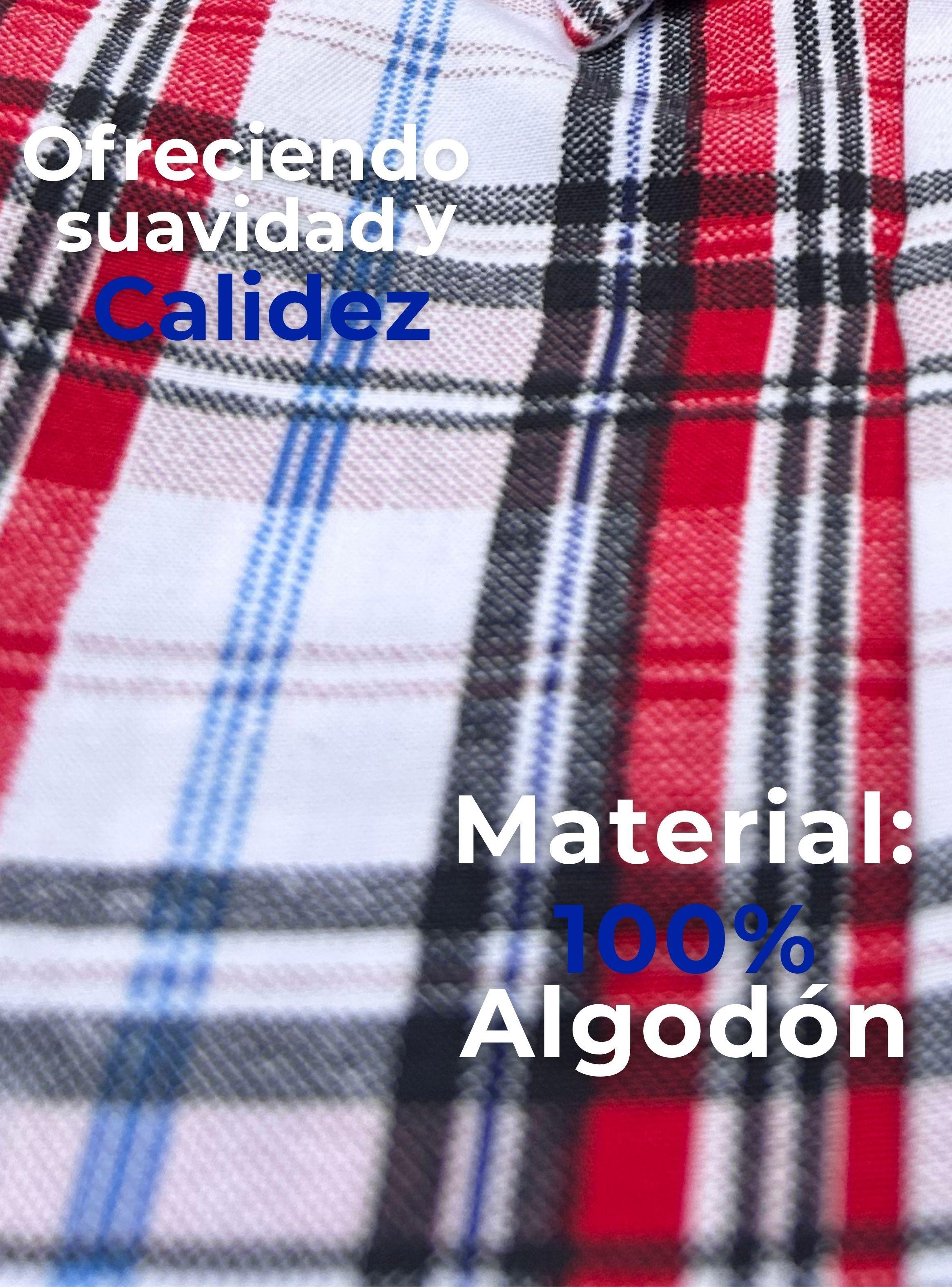Camisa Huaso Cuadrillé  Manga Larga 100% Algodón Cuadros Azul y Blanco -7