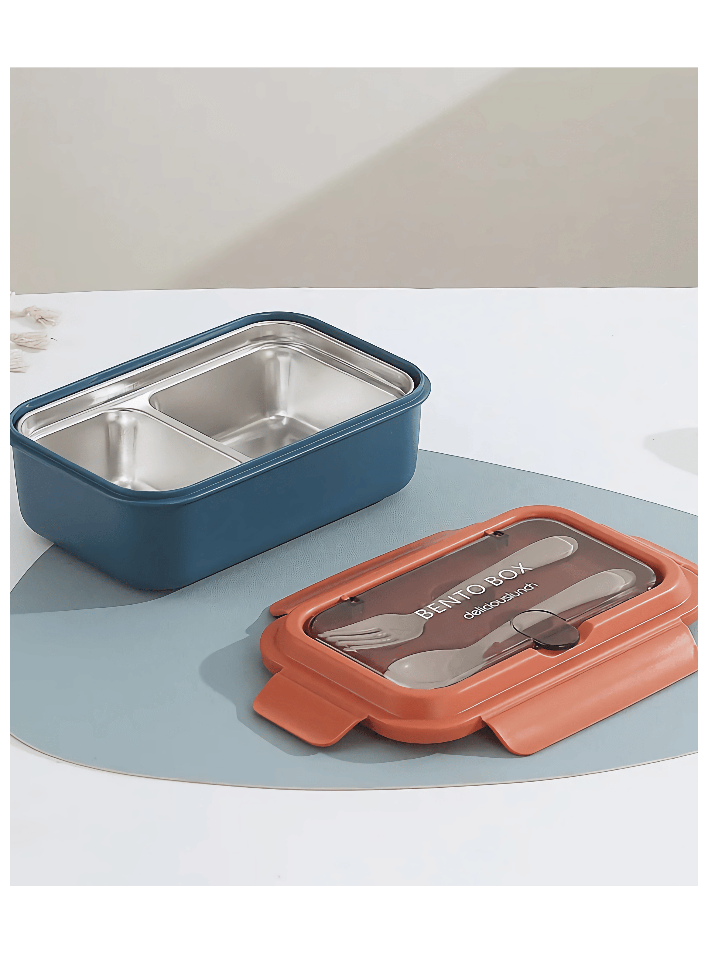 Fiambrera Contenedor Térmico 828 Ml Táper Hermético + Cubiertos Blue And Red-0