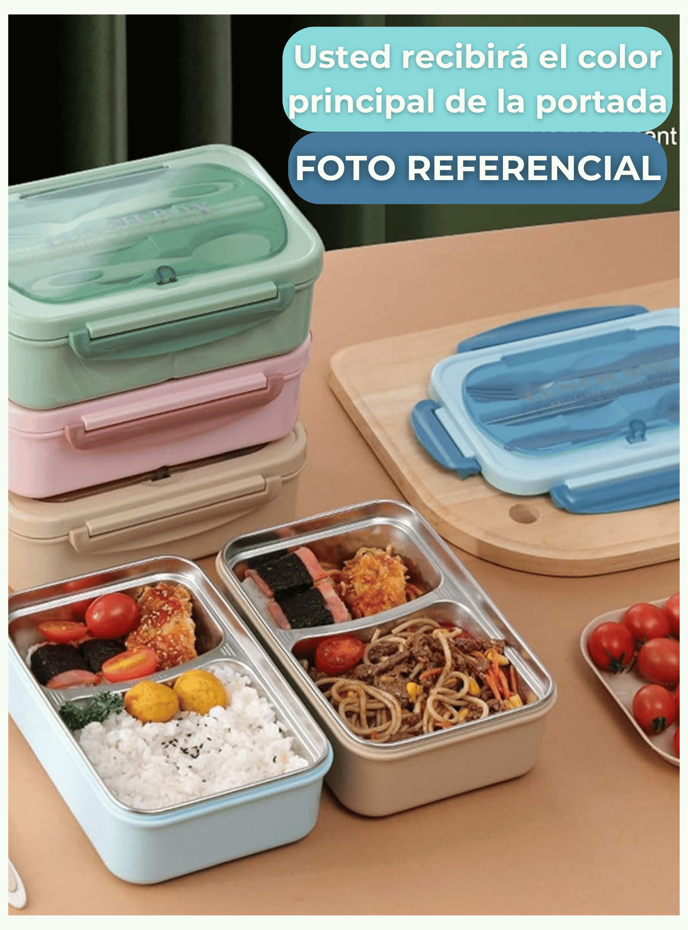 Fiambrera Contenedor Térmico 828 Ml Táper Hermético + Cubiertos Blue And Red-4