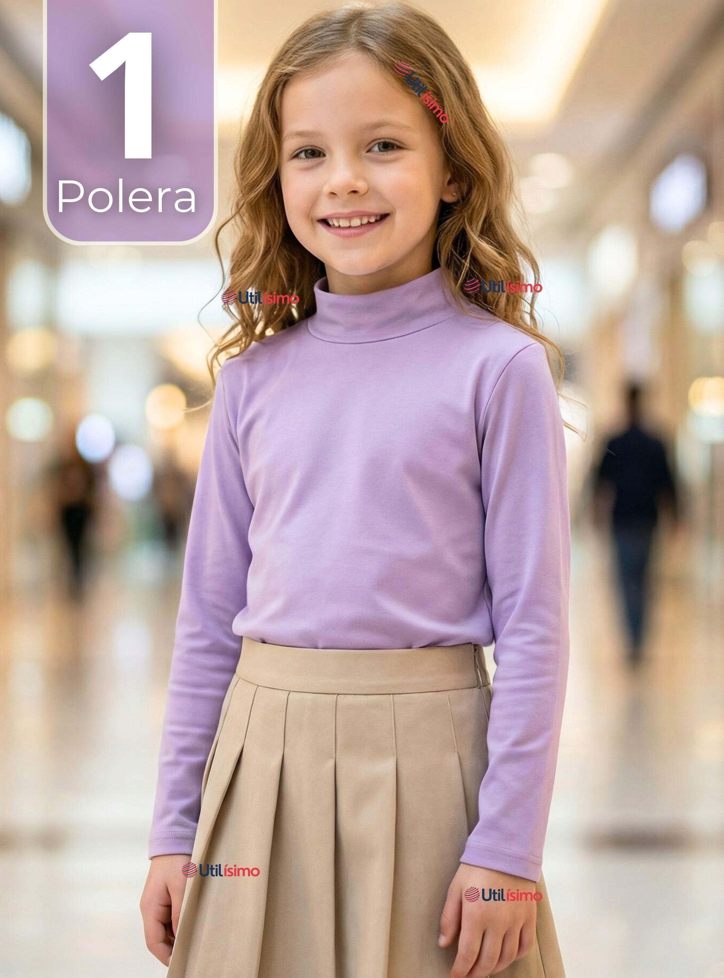 Polera Camiseta Bambú Lila Cuello Beatle Primera Capa Manga Larga Niñas-0