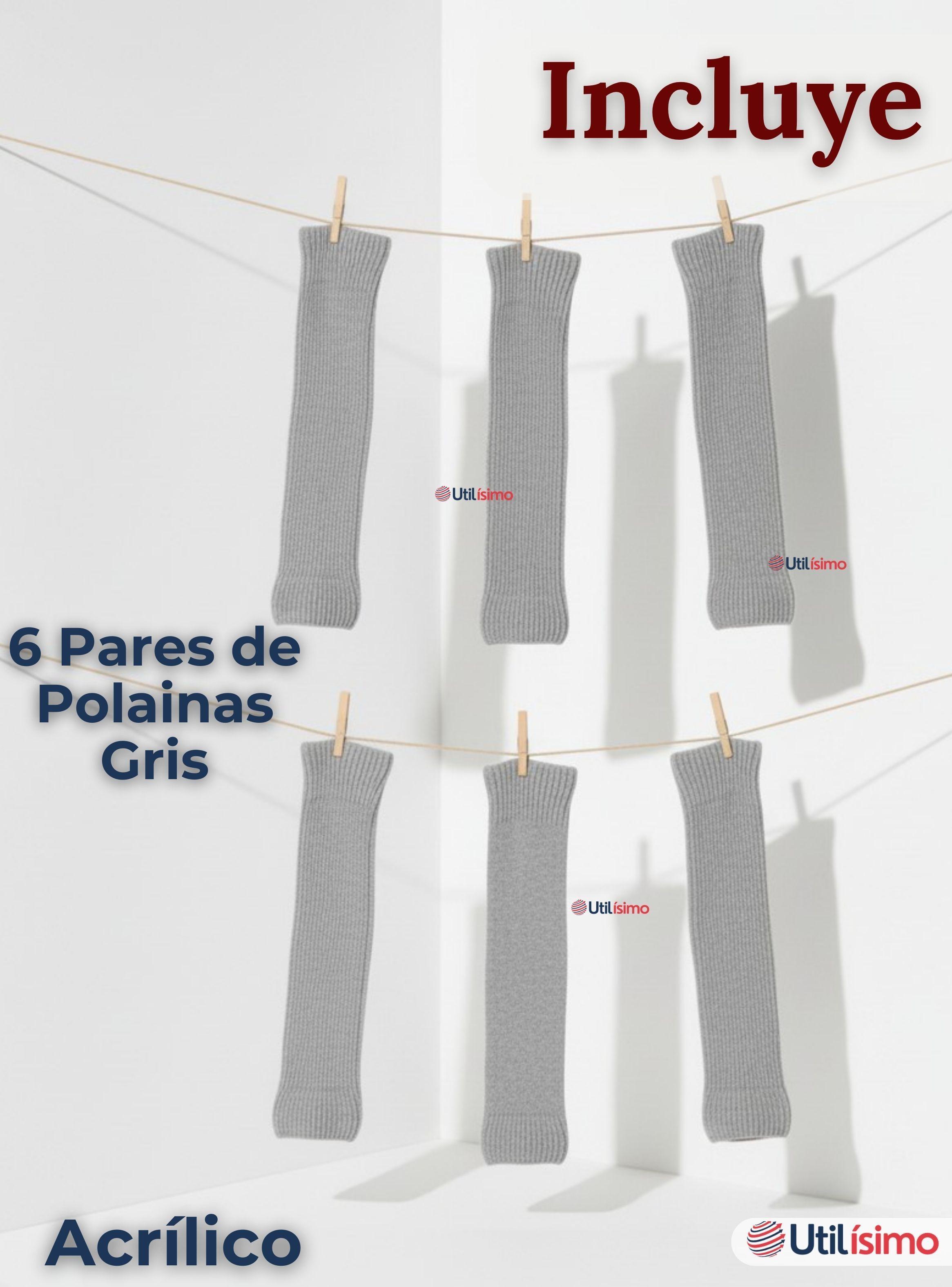 Pack 6 Polainas Escolares Invierno Abrigadoras Niñas Gris Acrílico-2