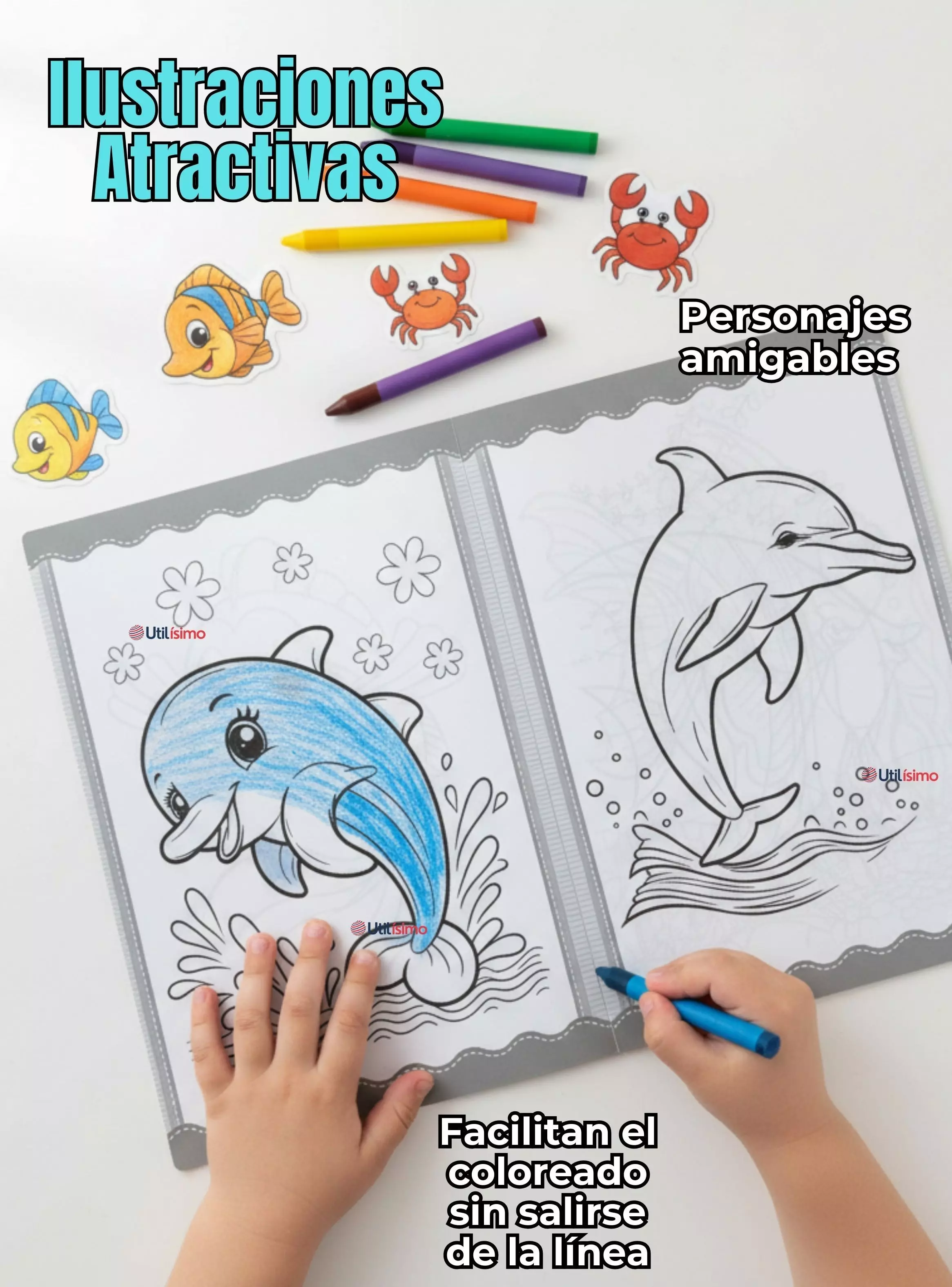 Pack 3 Libros Para Colorear Pintar Educativo Con Stickers de Diseños Surtidos-5