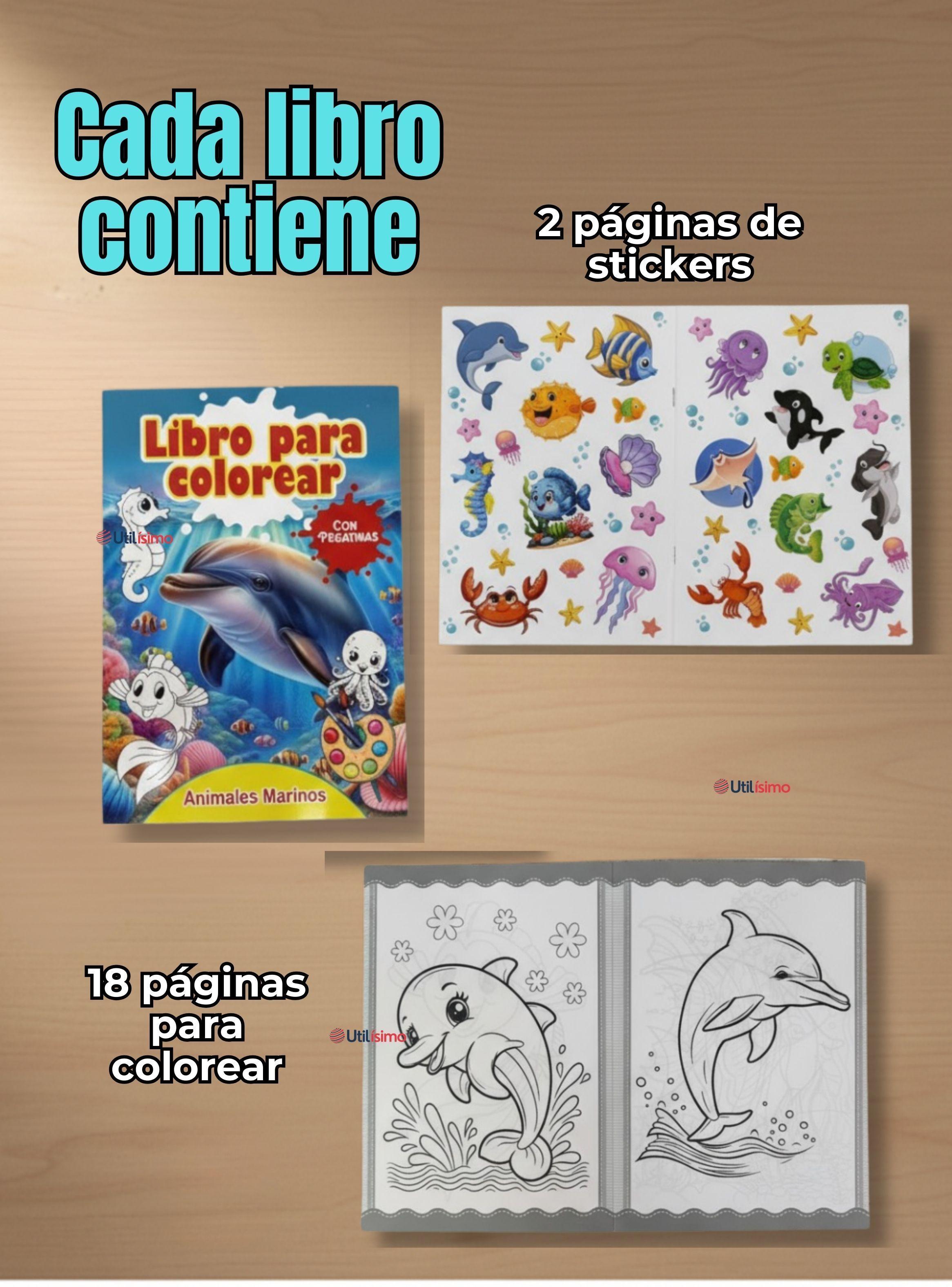Pack 3 Libros Para Colorear Pintar Educativo Con Stickers de Diseños Surtidos-7