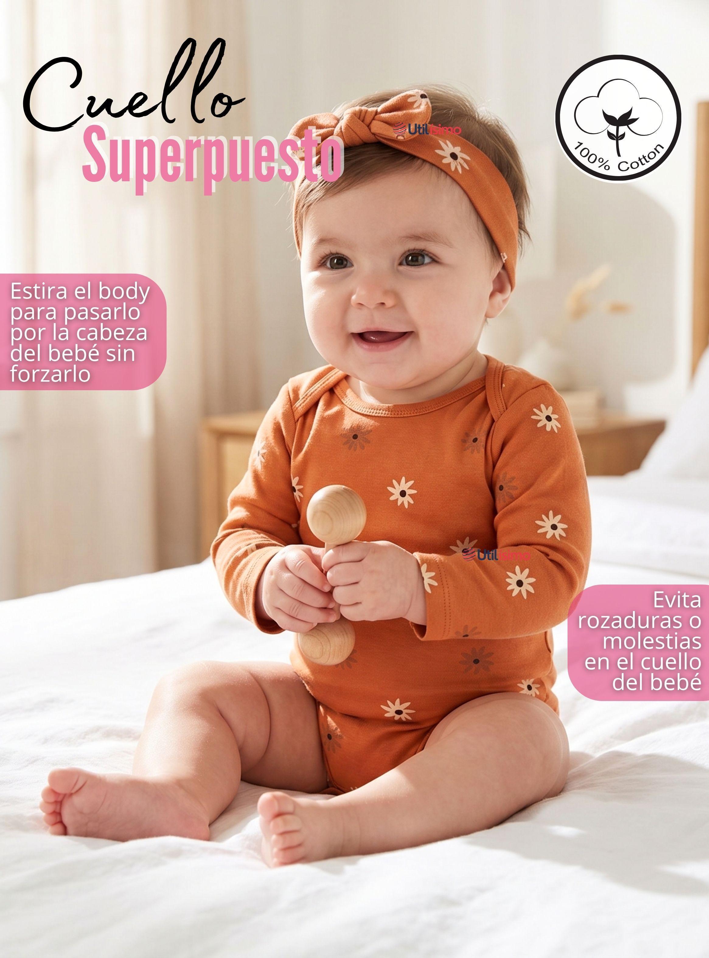 Pack 5 Bodys Manga Larga 100% Algodón Pink Blossom Tedmimak Bebé Niñas-5
