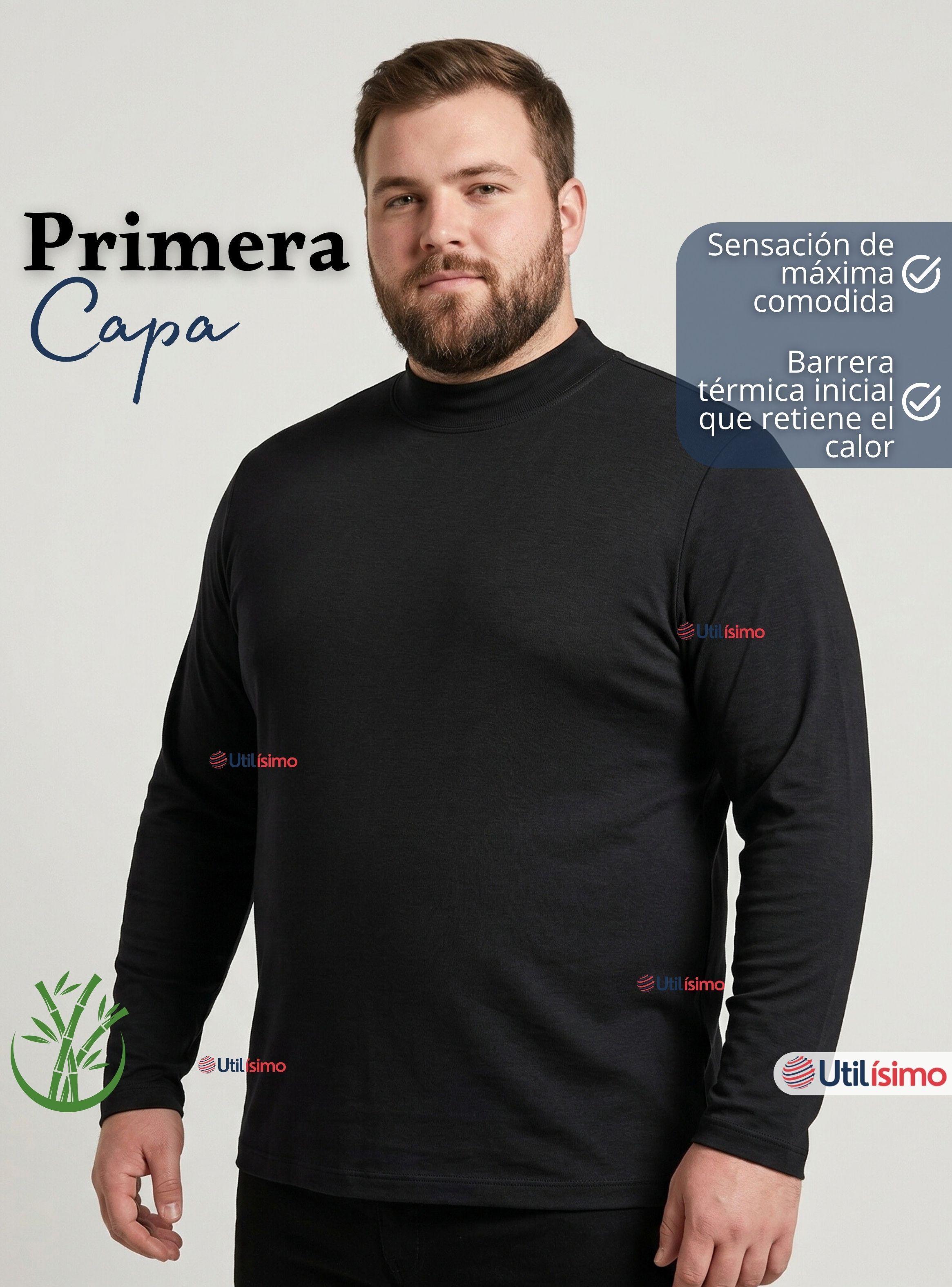 Pack 3 Camisetas Poleras Bambú Primera Capa Cuello Beatle Manga Larga Colores Surtidos Hombre-4
