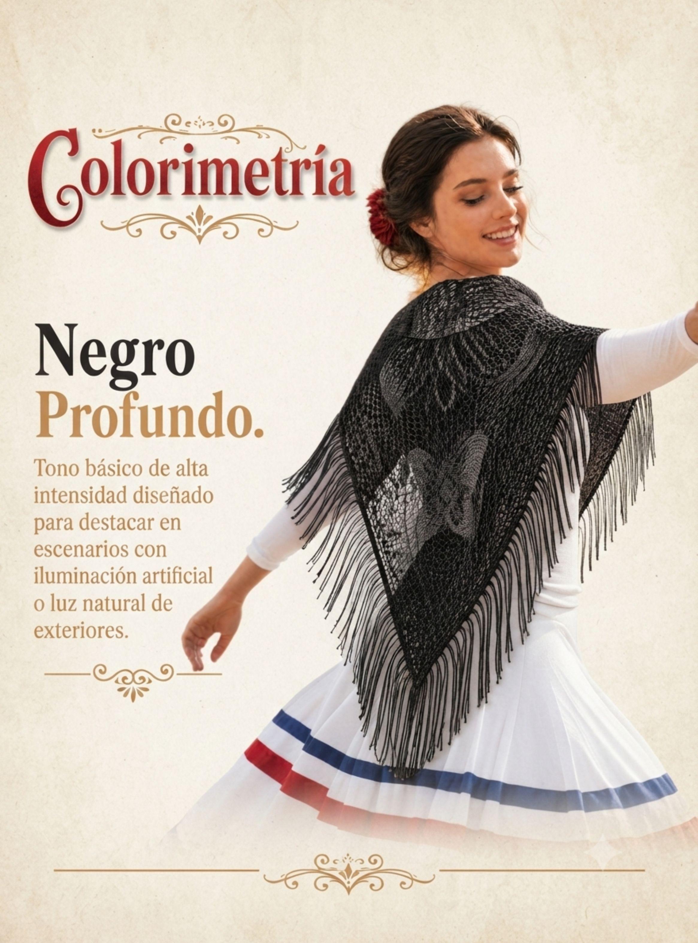 Puntilla Chal Negro Baile Chilote Mujer Trajes Típicos 110x51 cm-6