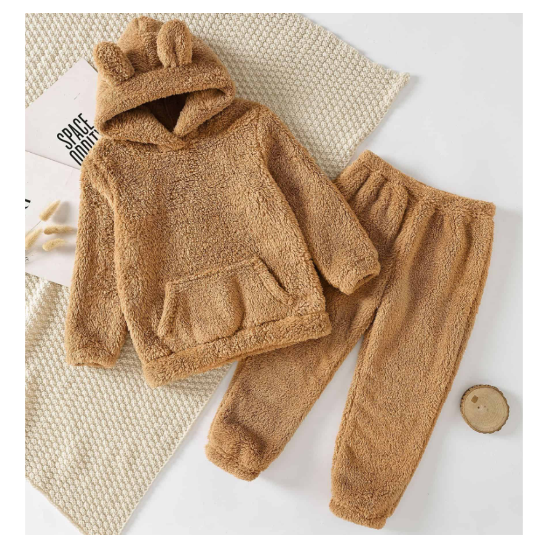 Set Invierno 2 Piezas Polerón Capucha y Pantalón Unisex Café Claro Jump Kids-1