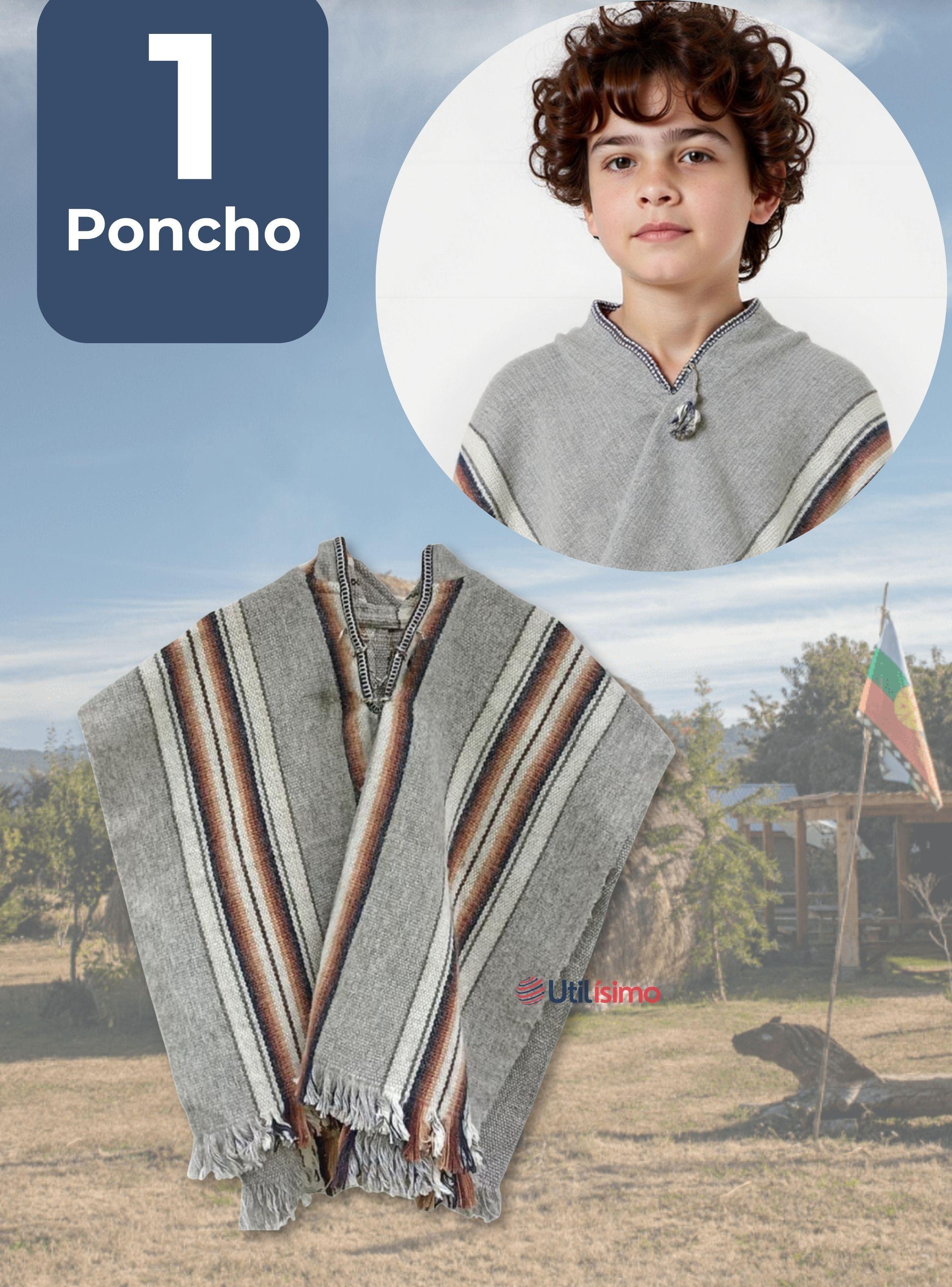 Poncho Mapuche Manta Lana Grueso Fiestas Patrias-1