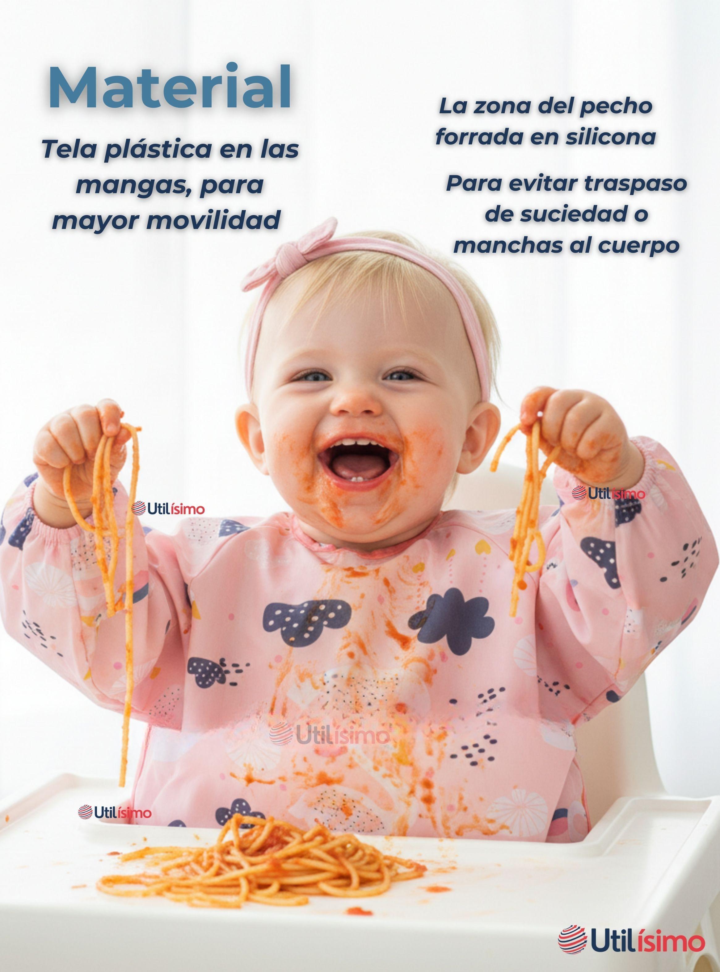 Pack 6 Babero Delantal Impermeable Premium Con Mangas Larga Para Bebe Y Niña-3