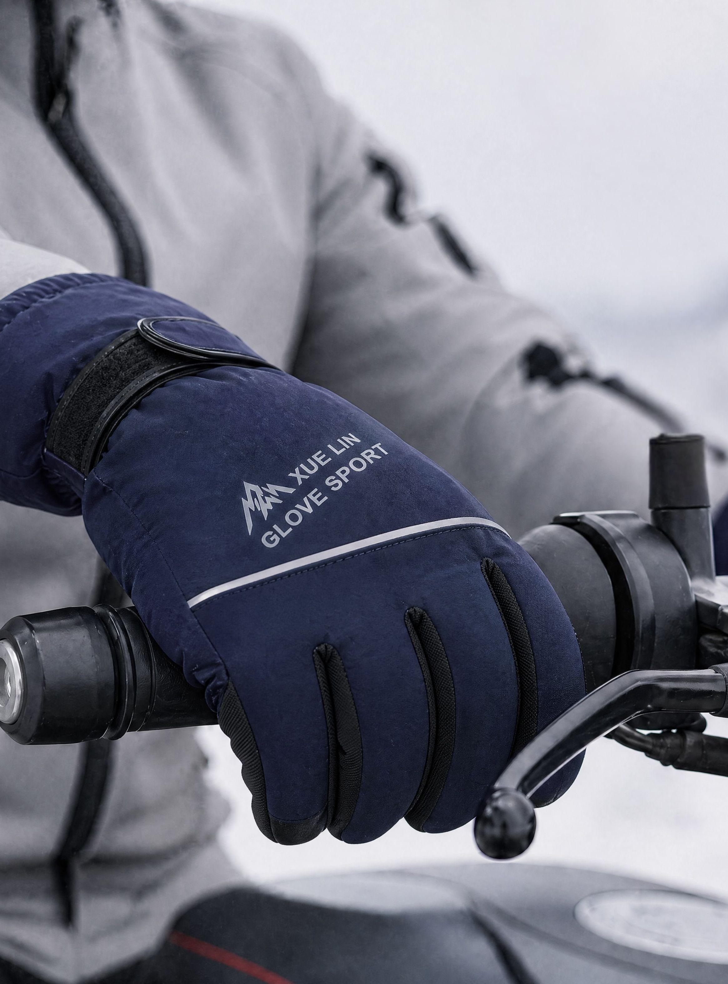 Guantes Para Moto Impermeables Touchscreen Antideslizantes Térmicos  Azul -1