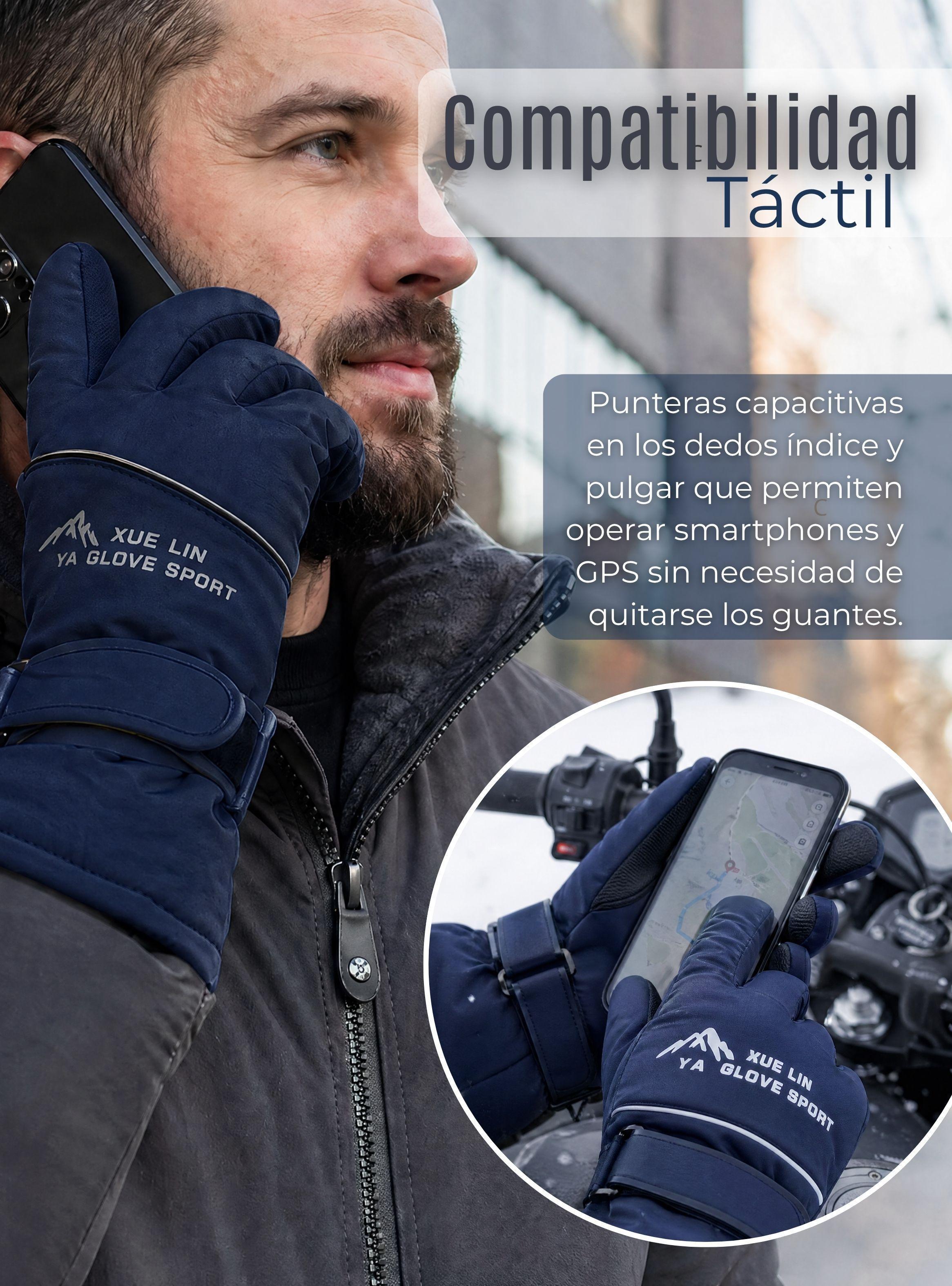 Guantes Para Moto Impermeables Touchscreen Antideslizantes Térmicos  Azul -6