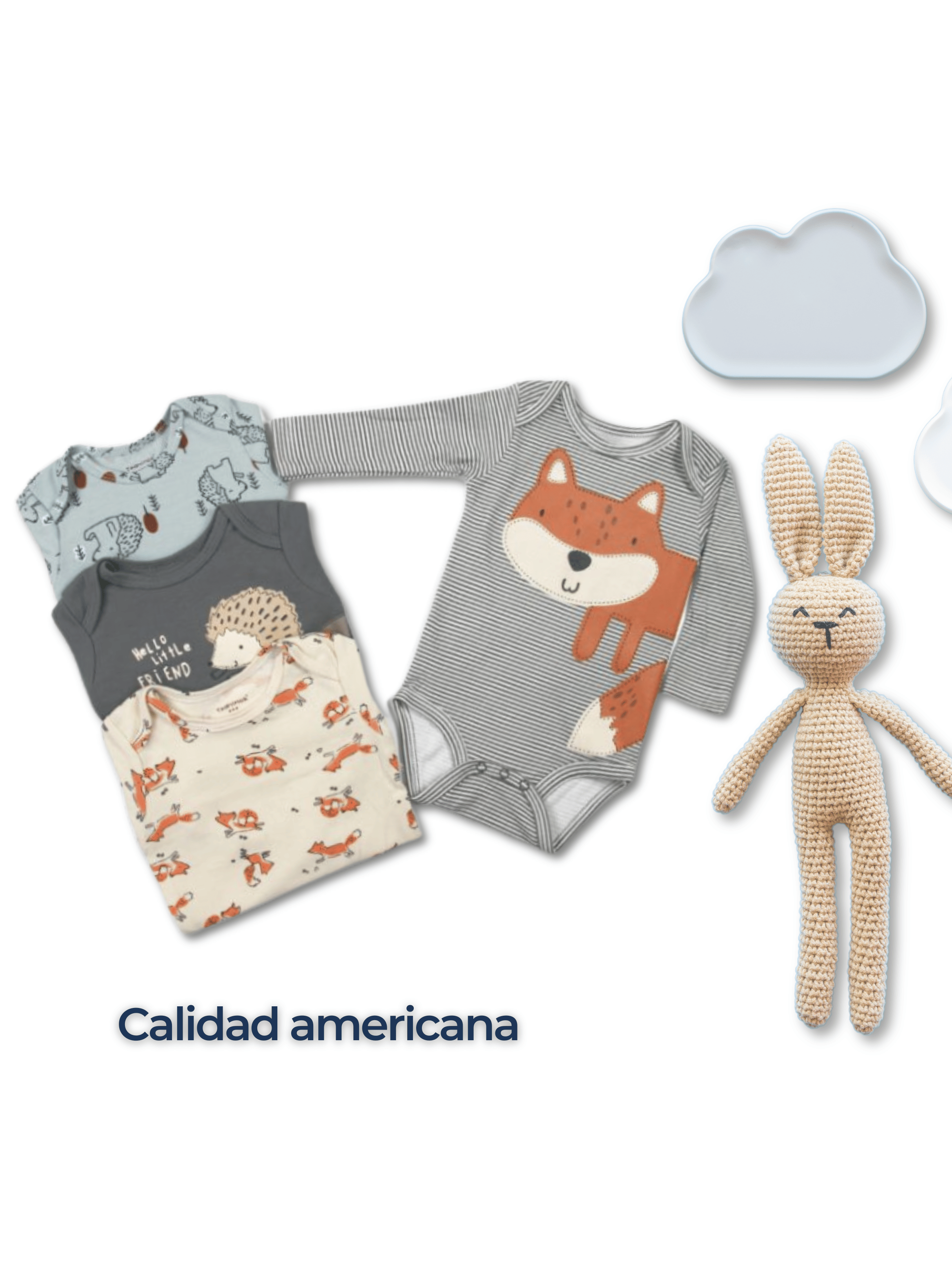 Pack 4 Bodys Bebé Niño Manga Larga Tedmimak 100% Algodón Gray Fox-5