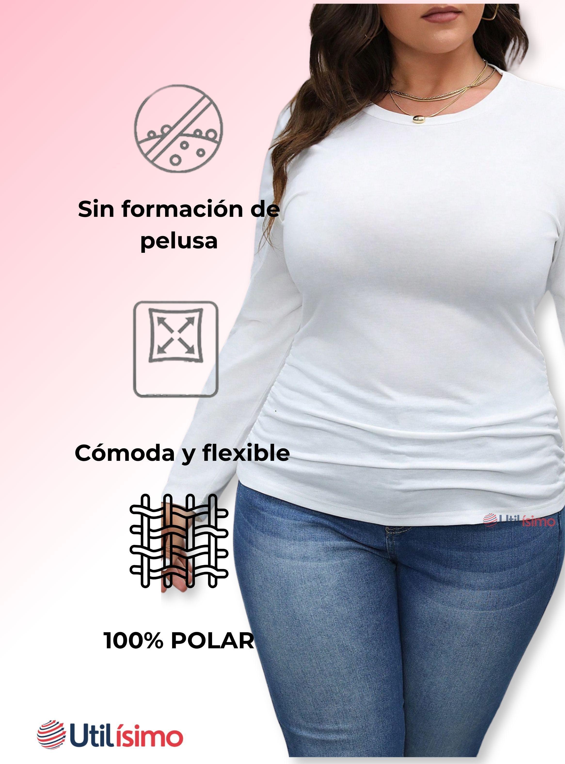 Pack 6 Camiseta Polar Manga Larga Primera Capa Mujer Blanco y Negro-3