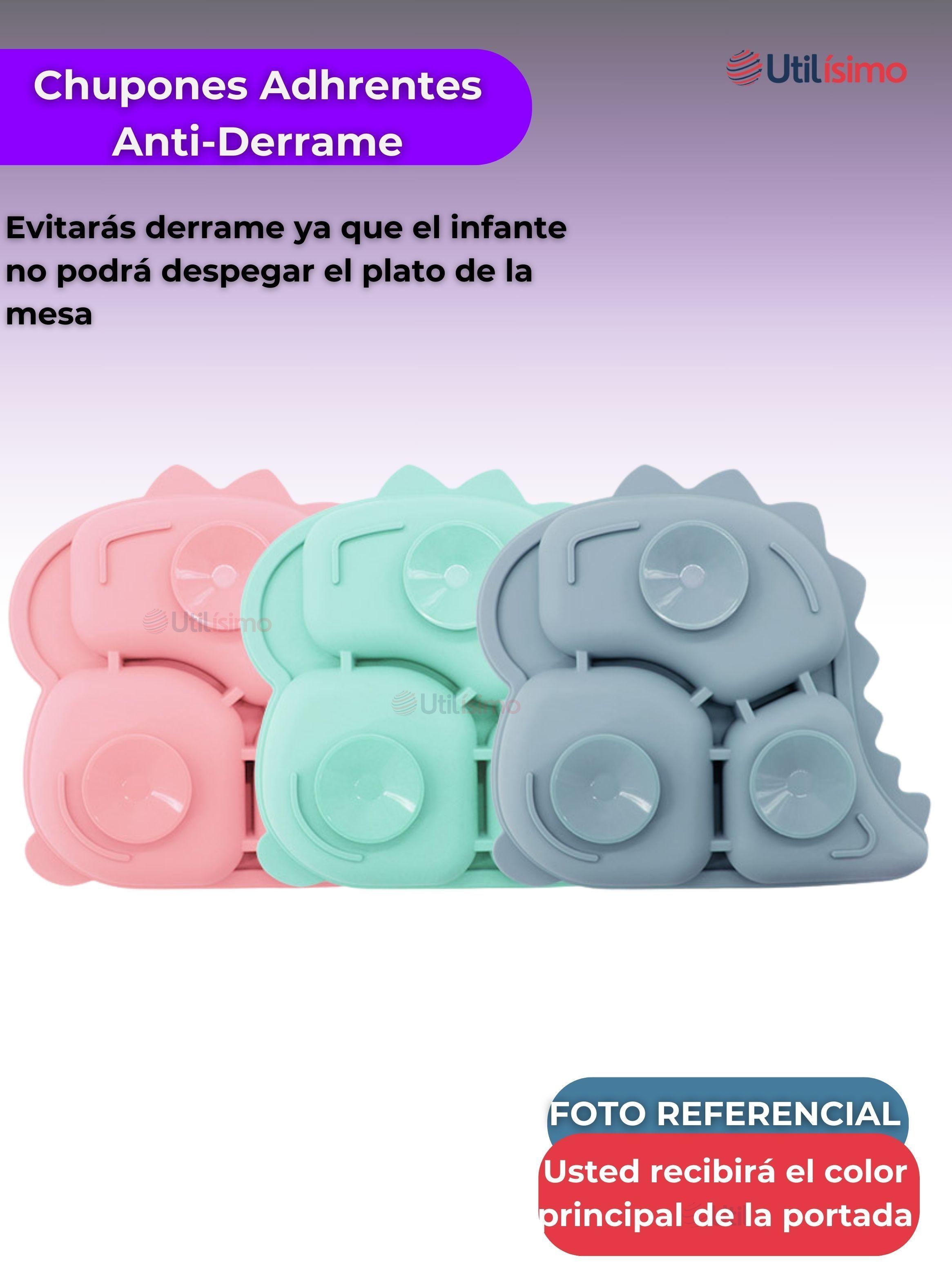 Set De Alimentación Bebé Silicona 5 Piezas Dinosaurio Libre BPA Lila-3