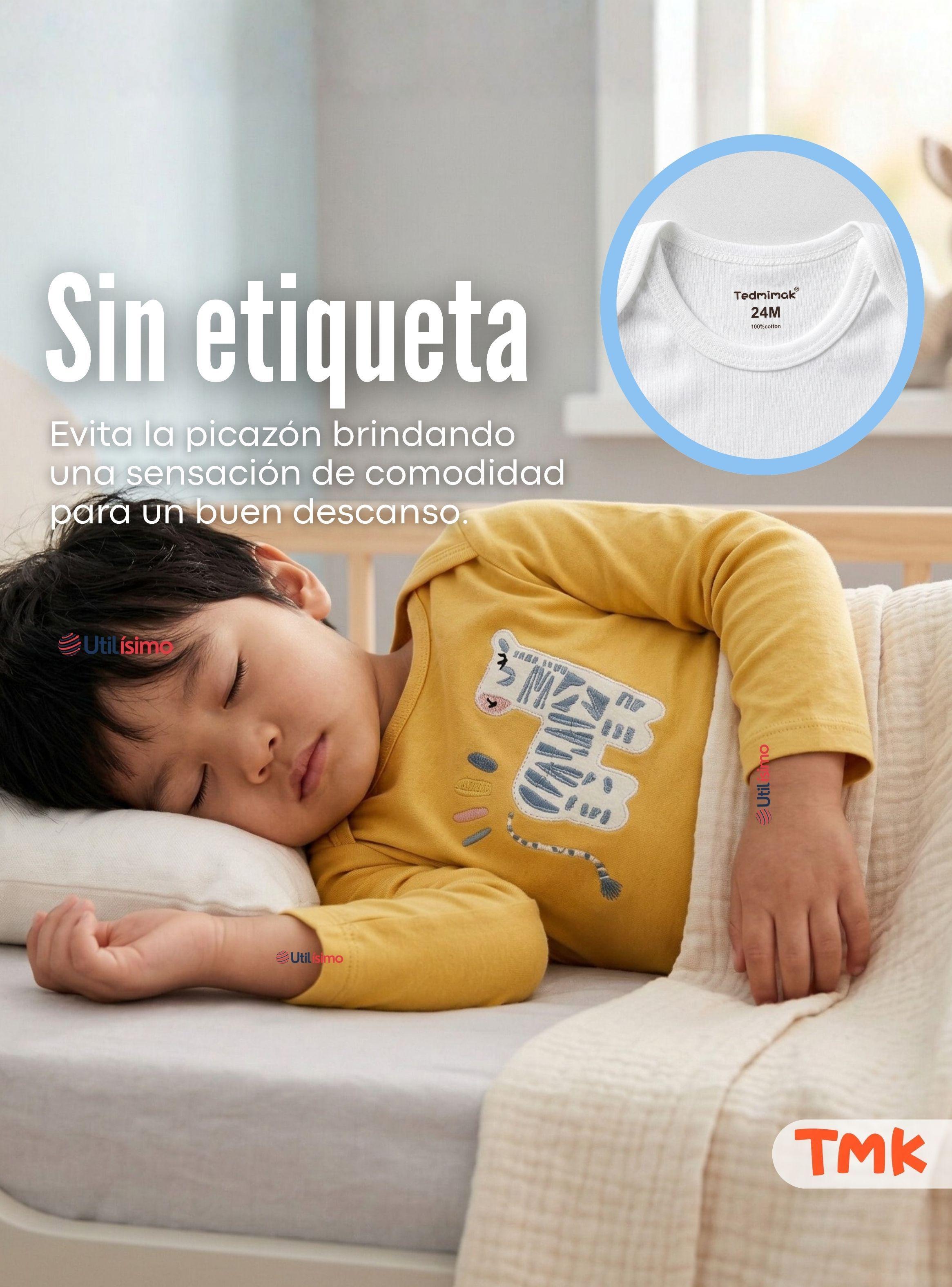 Pack 5 Bodys Manga Larga 100% Algodón Bebé Niños Friendly Safari-7