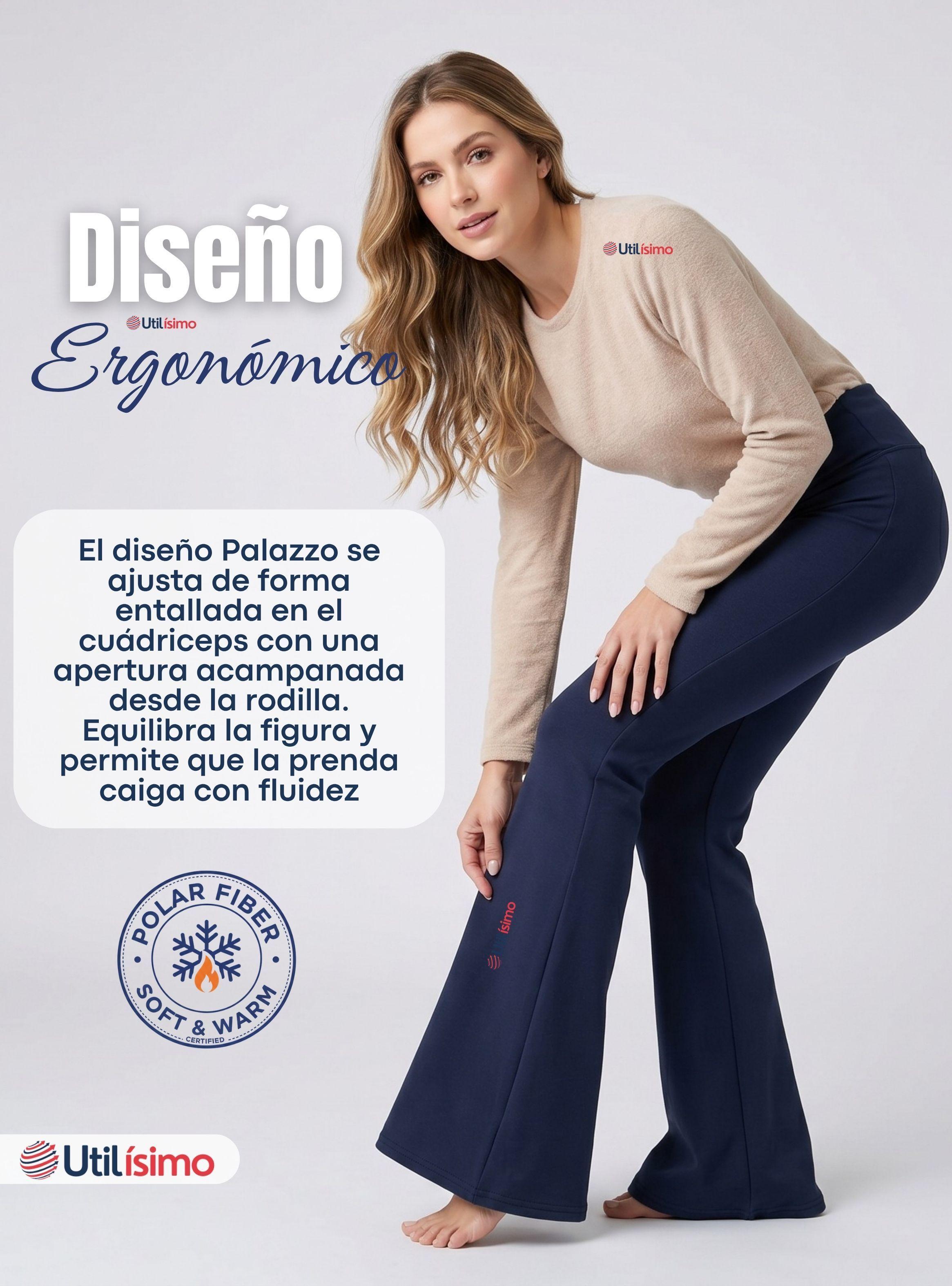 Calza Polar Con Chiporro Palazzo de Mujer Elasticada Térmica Azul Marino-5