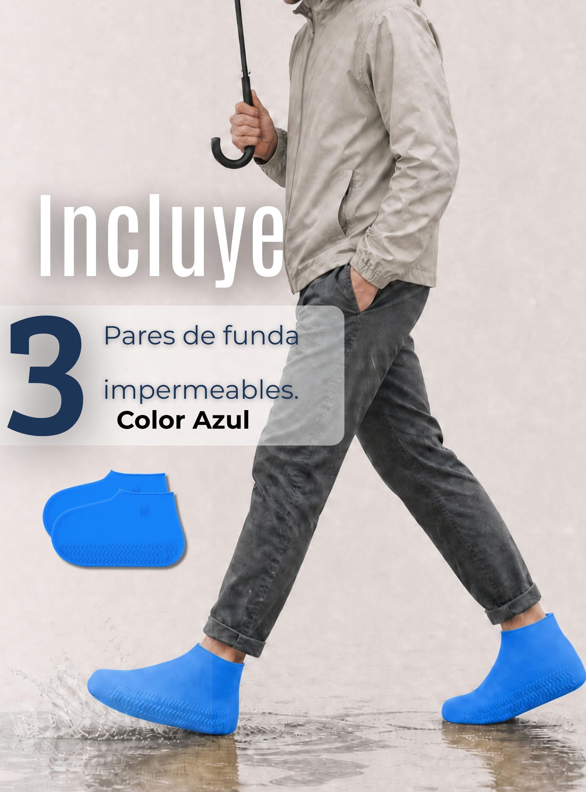 Pack 3 Pares Fundas Cubre Zapatos Azul Impermeable Surtidas Silicona Antideslizante-2