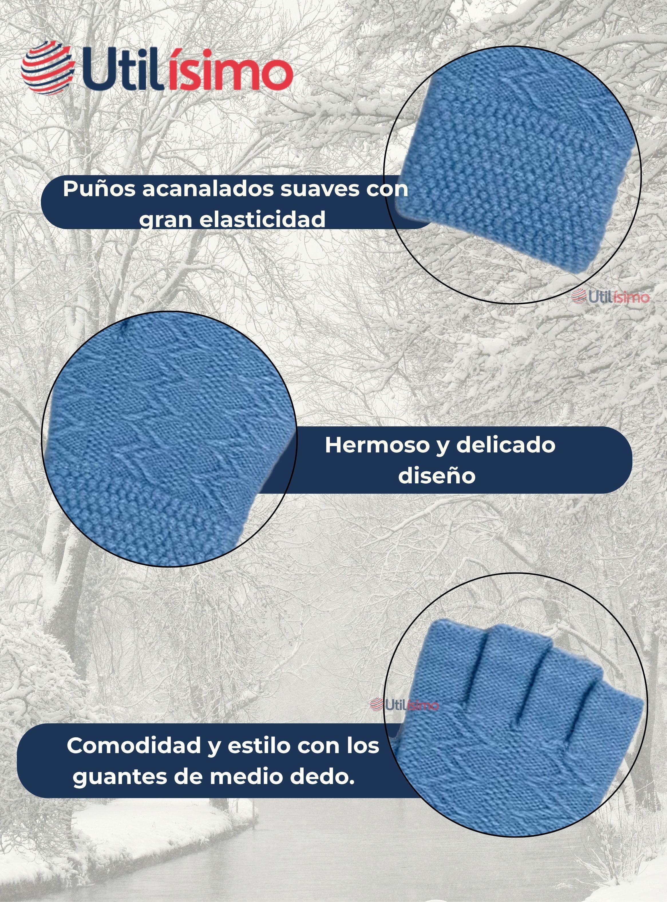 Guantes 16CM Lana Acrílica Dedos Medio Niña Liso Colores Surtidos-3