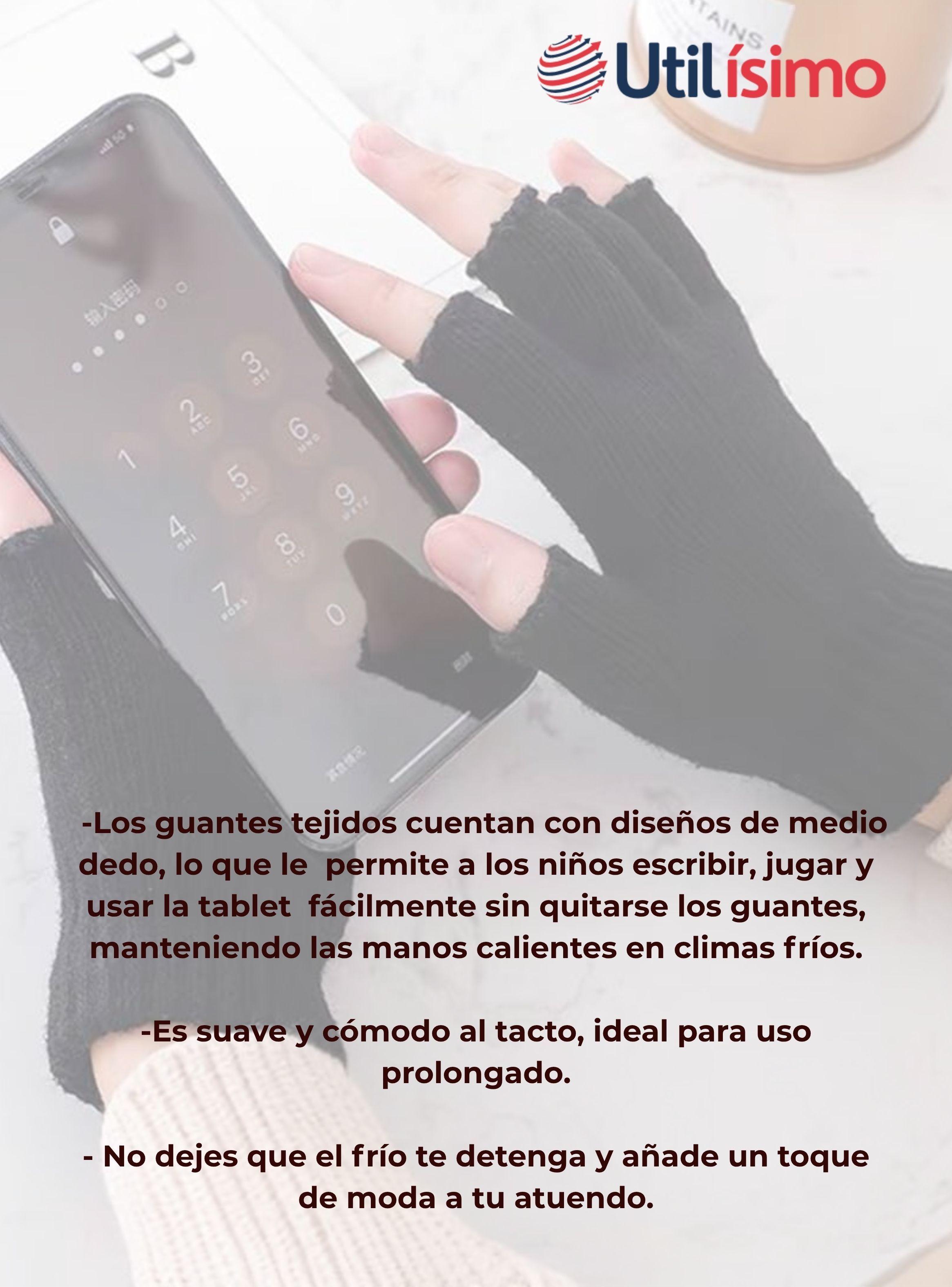 Guantes 16CM Lana Acrílica Dedos Medio Niña Liso Colores Surtidos-5