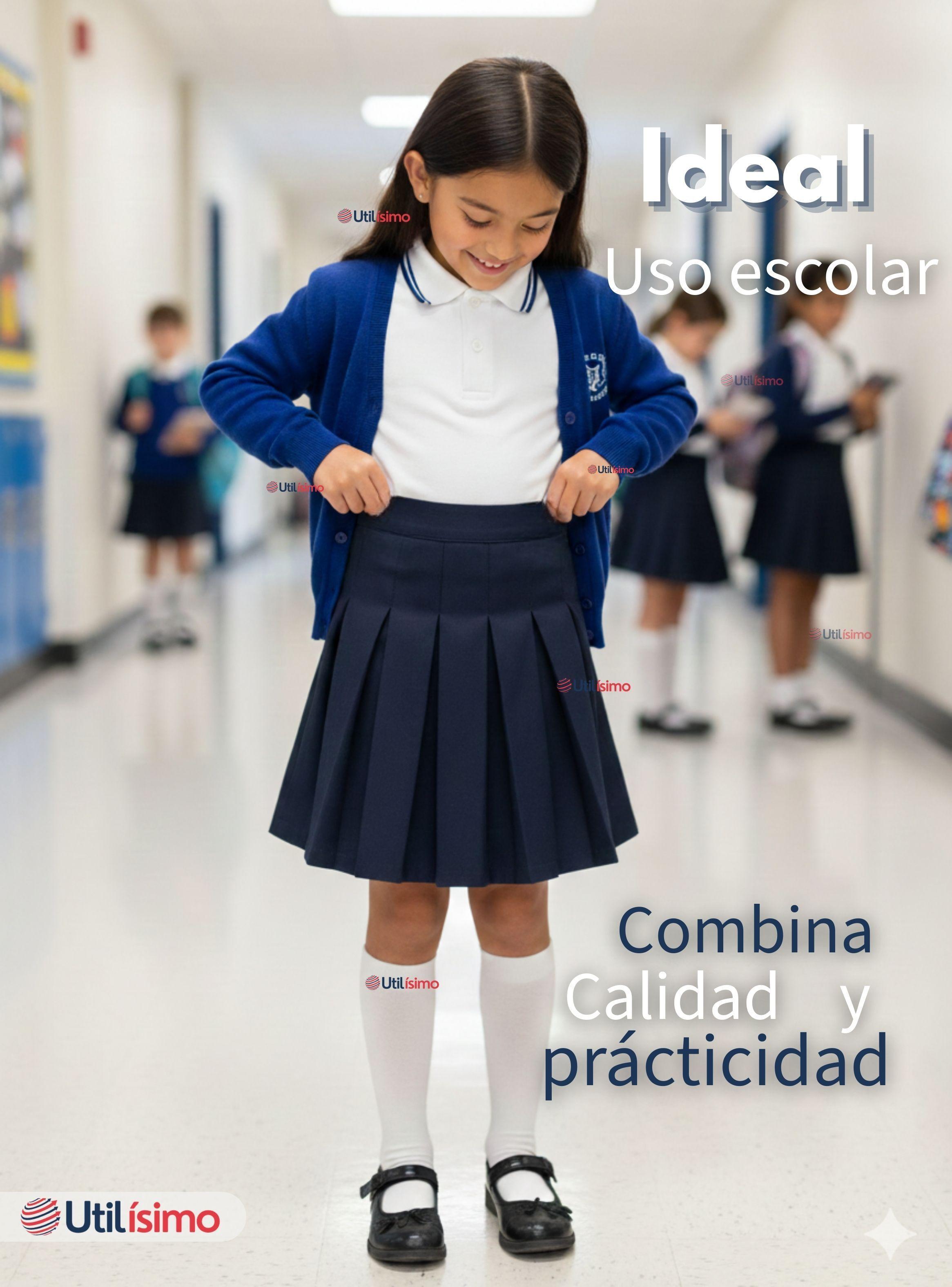 Pack 5 Faldas Escolar Plisada Color Azul Niña-2