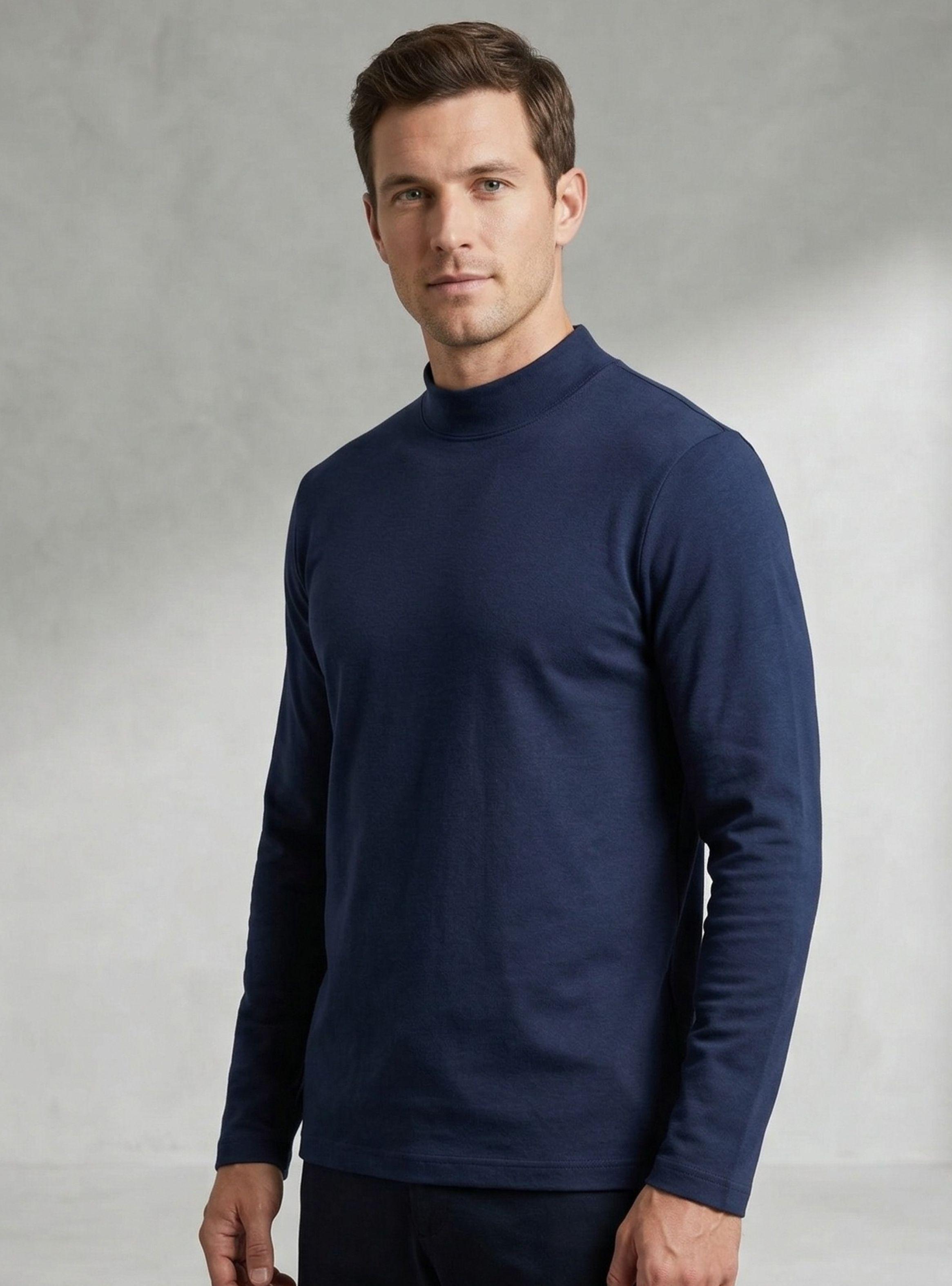 Camiseta Polera Bambú Primera Capa Cuello Beatle Manga Larga Colores Surtidos Hombre-0