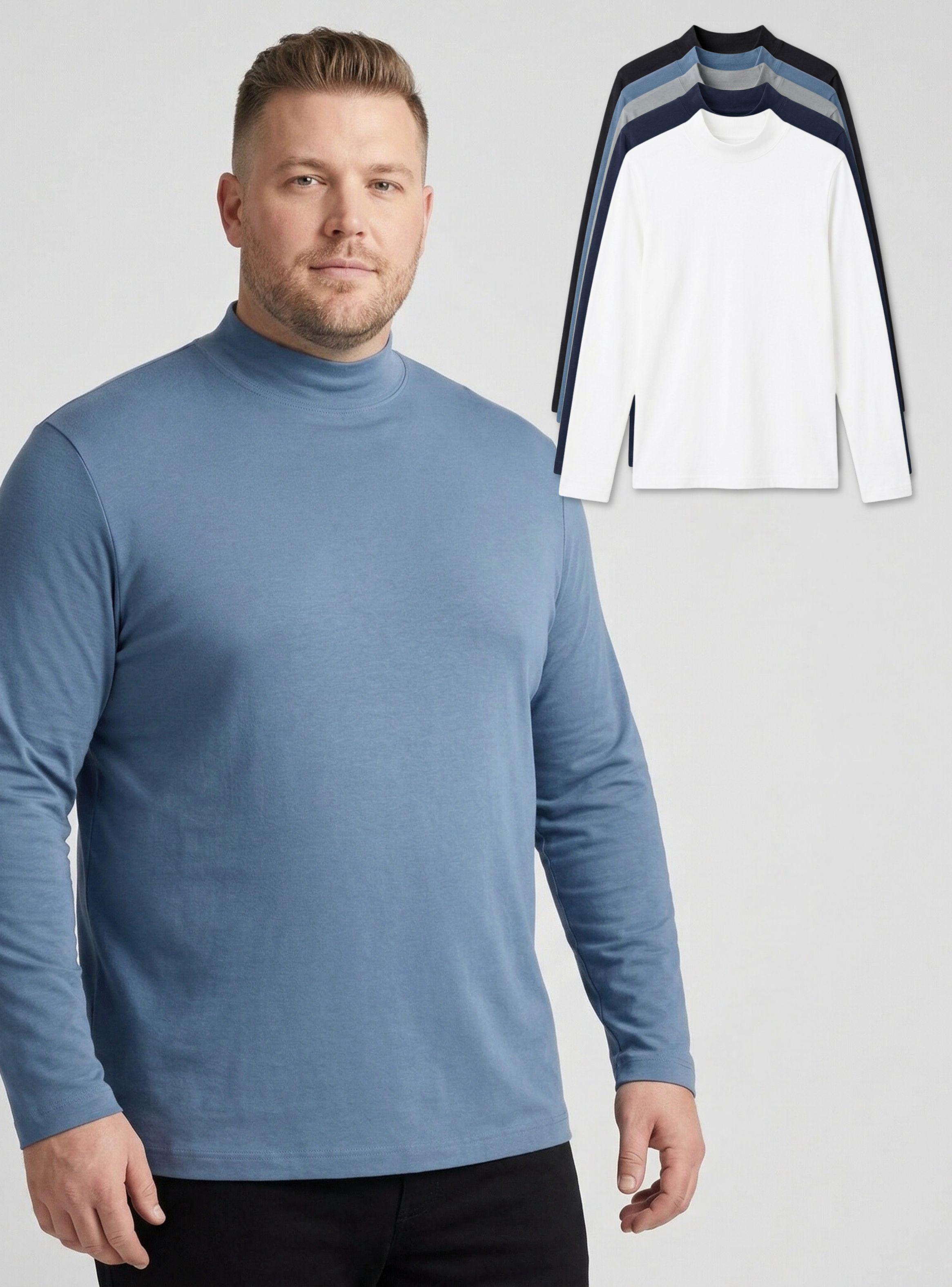 Camiseta Polera Bambú Primera Capa Cuello Beatle Manga Larga Colores Surtidos Hombre-1