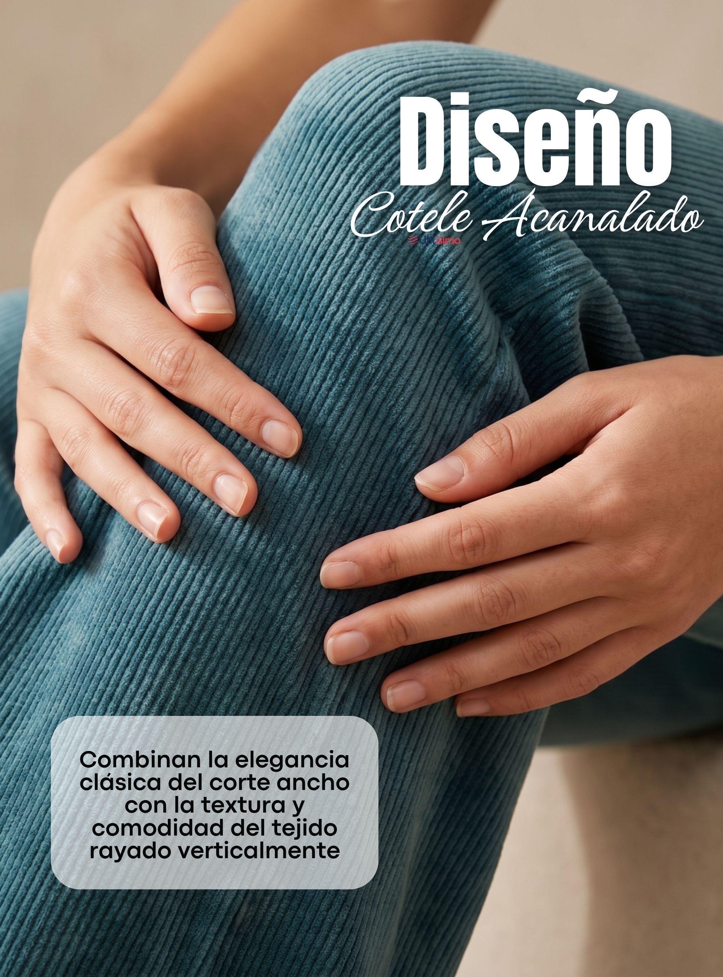 Pantalón Cotelé Palazzo Polar Con Chiporro Elasticado Térmico Color Verde Agua-5