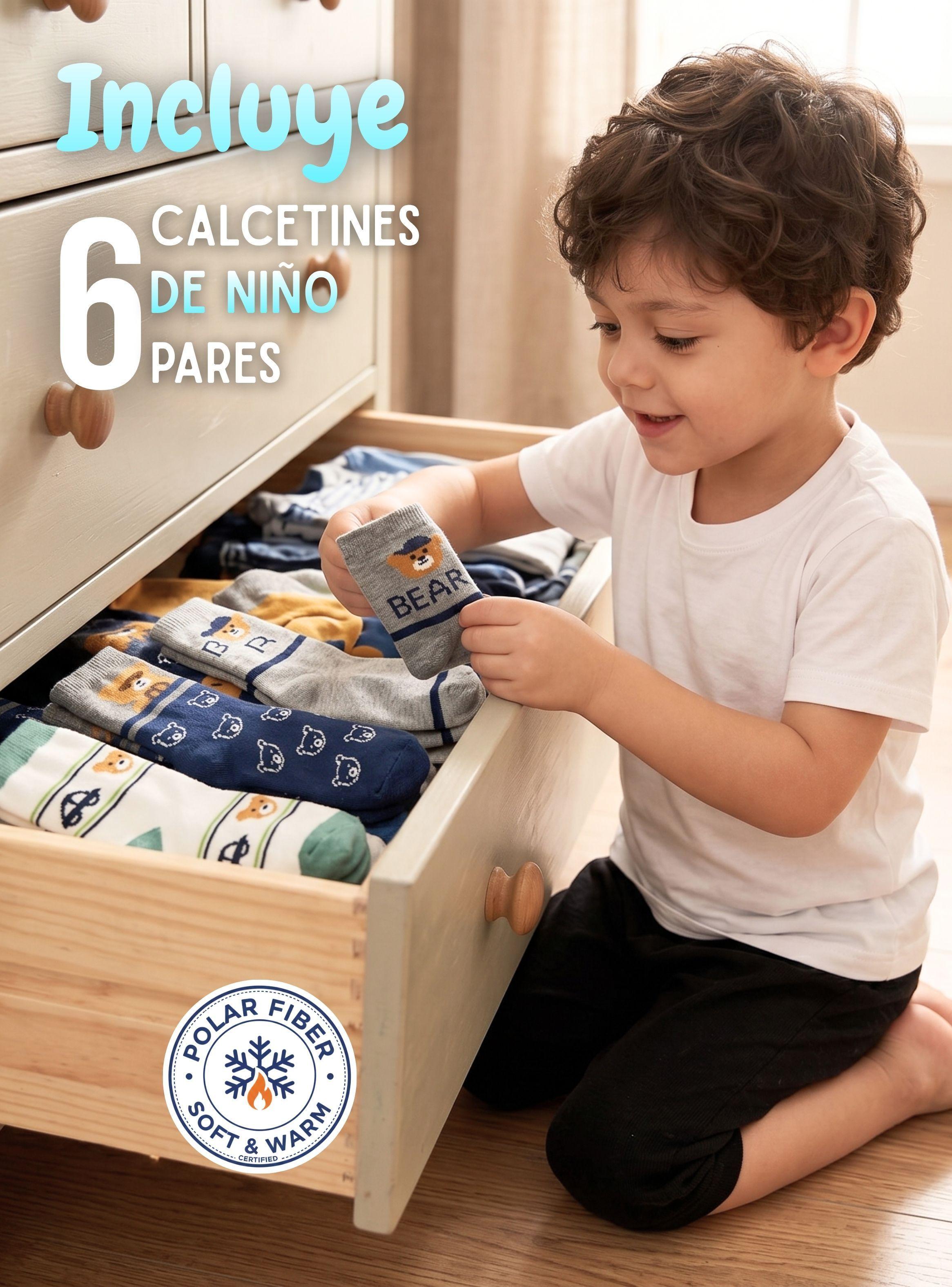 Pack 6 Pares Calcetines Toalla de Niño Suaves Cálidos Invierno Color Surtidos-2