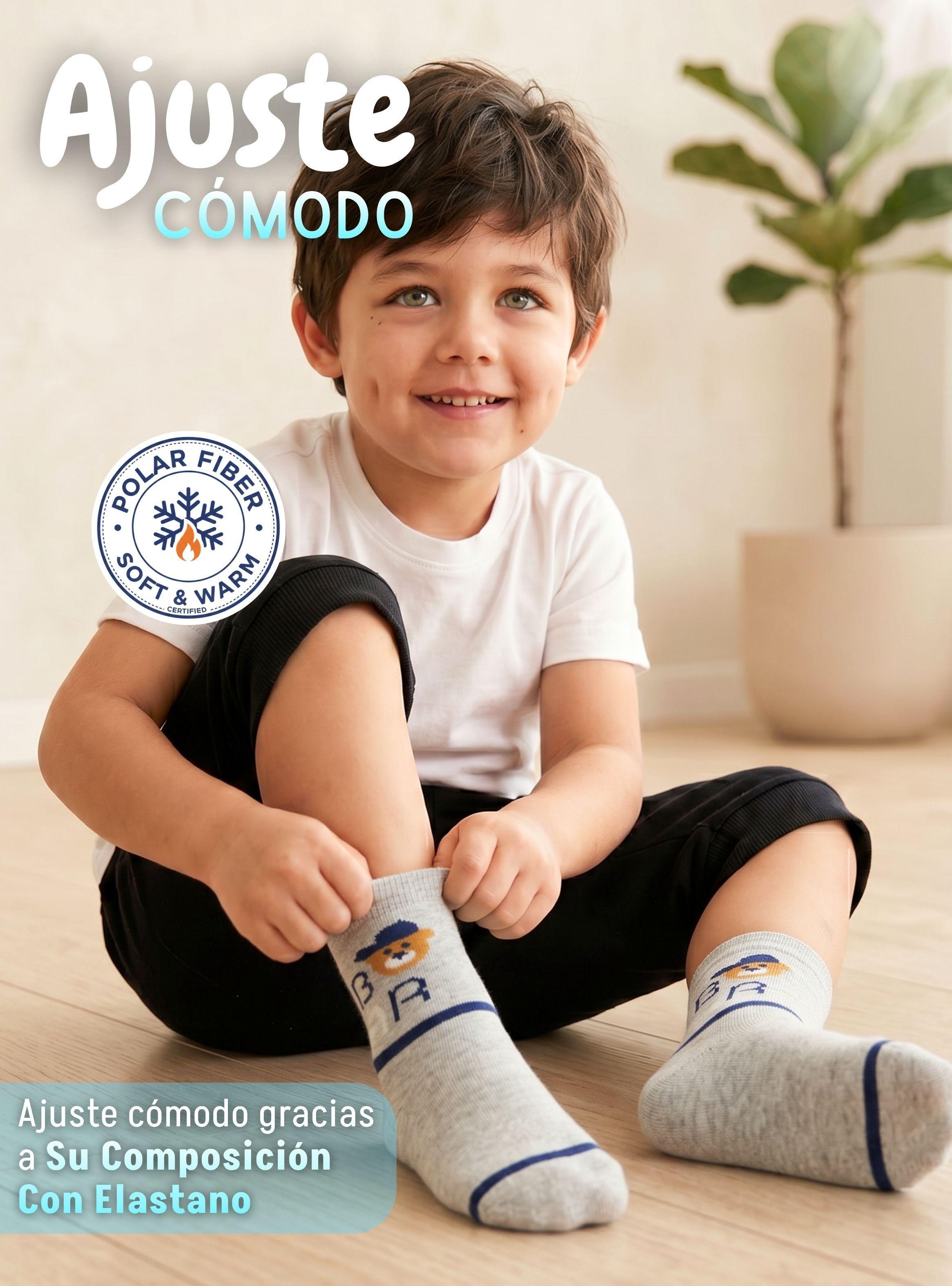 Pack 6 Pares Calcetines Toalla de Niño Suaves Cálidos Invierno Color Surtidos-6