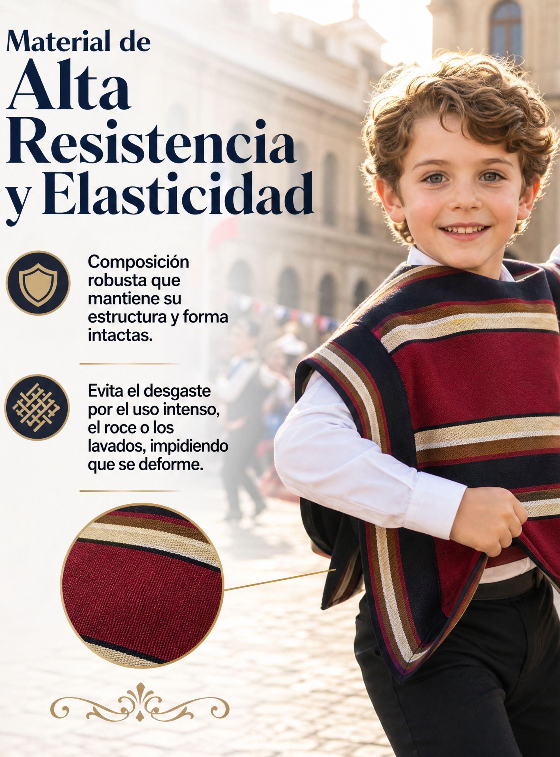 Poncho Huaso Manta Niño Juvenil Baile Cueca Fiestas Patrias-5