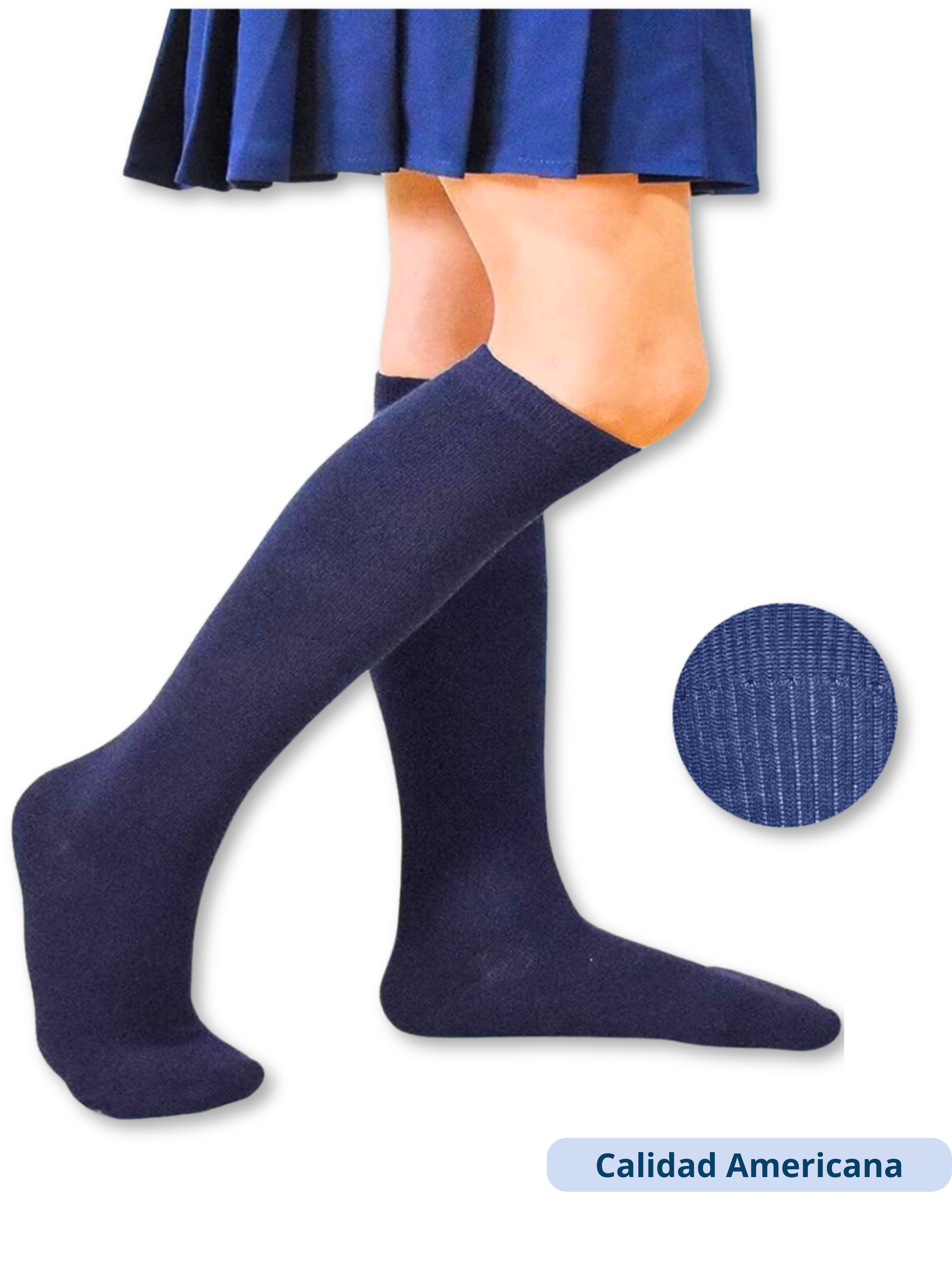 Pack 3 Calcetines Escolar Largo Azul Bambú Mas Clothing-2