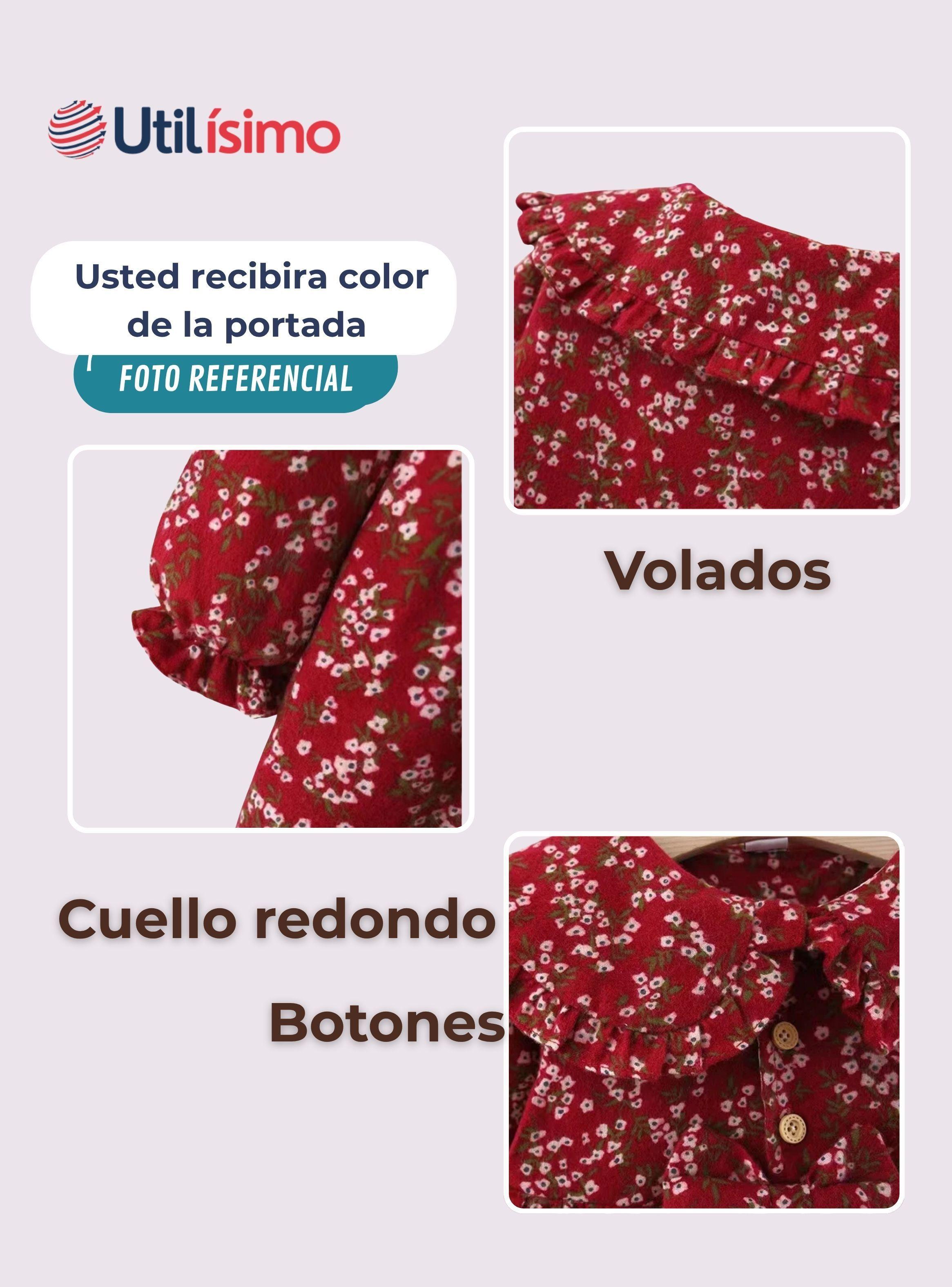  Vestido Floreado De Lana Forrado En Algodón Niña Gris-3