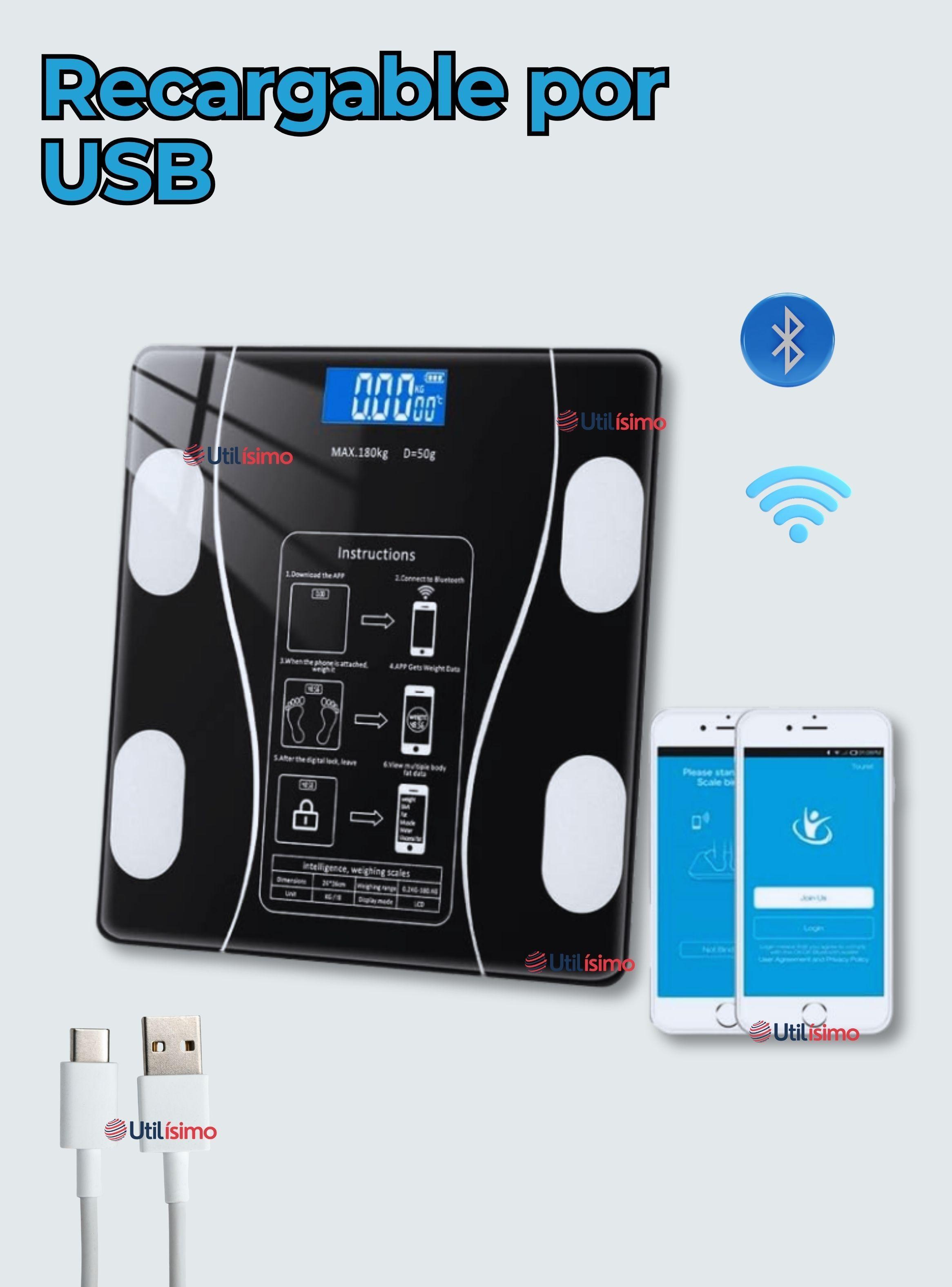 Balanza Pesa Digital Inteligente con Bluetooth Báscula Recargable-6