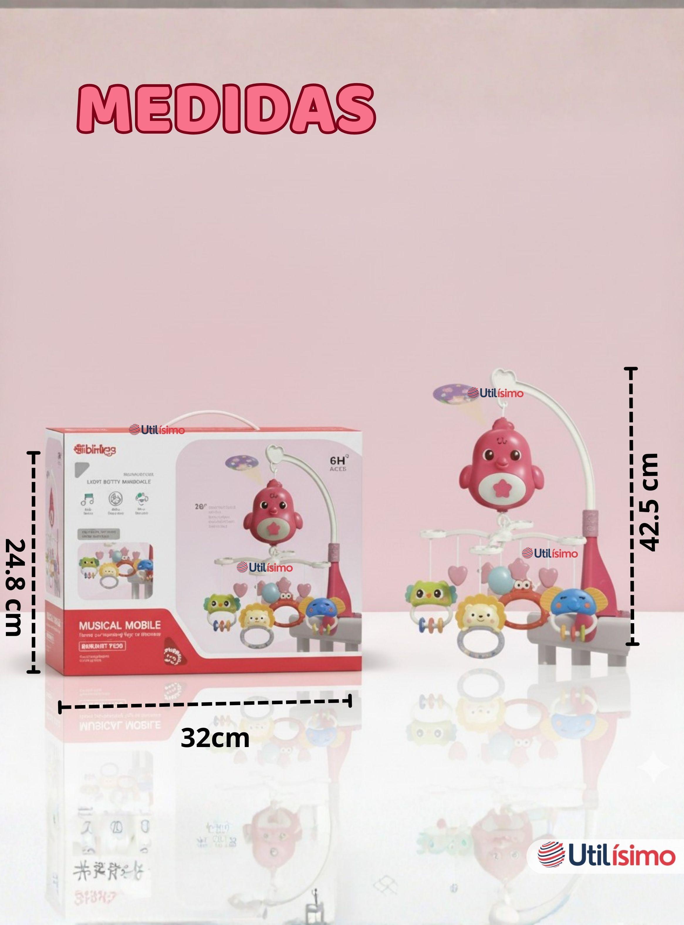 Móvil Giratorio Musical Proyector Bebé Niña Color Rosado-3